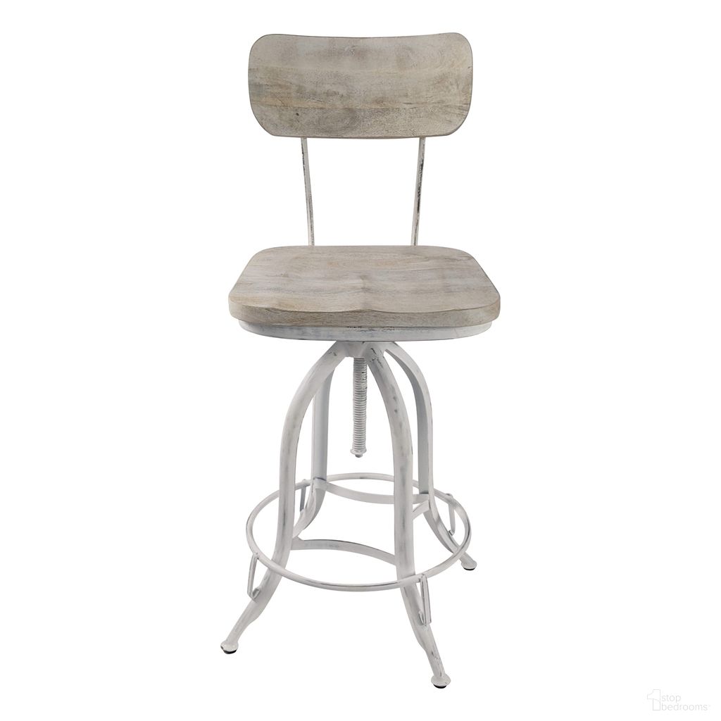 The appearance of Mason Adjustable Barstool In White Wash designed by Carolina Living in the modern / contemporary interior design. This white wash piece of furniture  was selected by 1StopBedrooms from Mason Collection to add a touch of cosiness and style into your home. Sku: 1624WW. Material: Mango Wood.