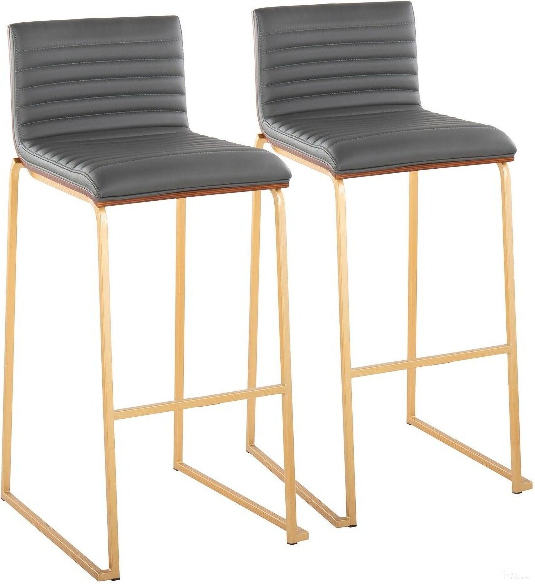 The appearance of Mason Mara 30 Inch Fixed Height Barstool Set of 2 In Steel In Gray/Gold designed by Lumisource in the modern / contemporary interior design. This gray piece of furniture was selected by 1StopBedrooms from Mason Collection to add a touch of cosiness and style into your home. Sku: B30-MASONPU-MARA1 AUWLGY2. Material: Wood.