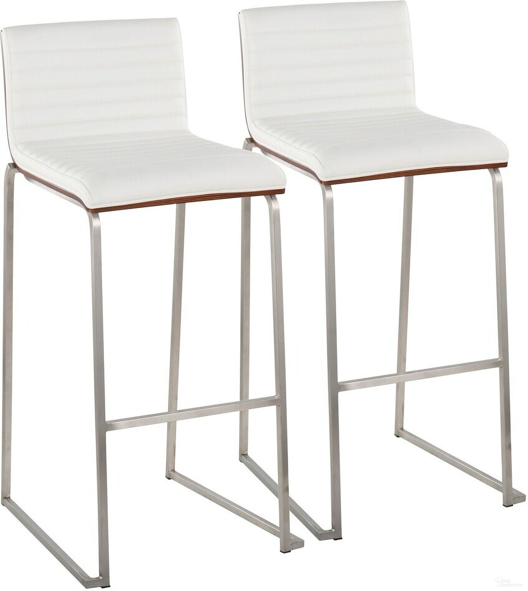The appearance of Mason Mara 30 Inch Fixed Height Barstool Set of 2 In White/Chrome designed by Lumisource in the modern / contemporary interior design. This white piece of furniture was selected by 1StopBedrooms from Mason Collection to add a touch of cosiness and style into your home. Sku: B30-MASONPU-MARA1 SSWLW2. Material: Wood.