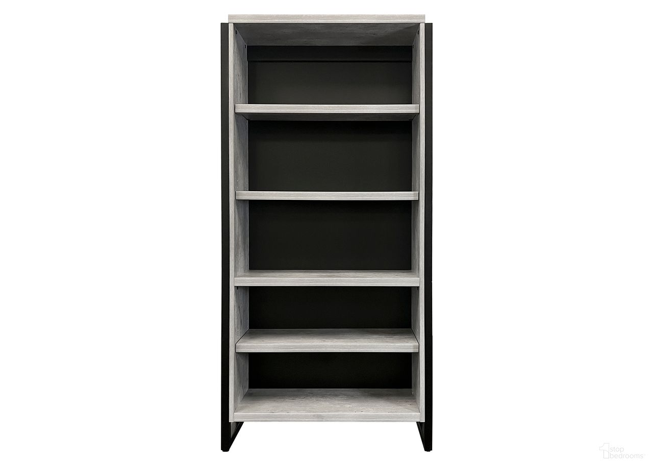 Mason Open Wood Laminate Bookcase In Concrete Gray