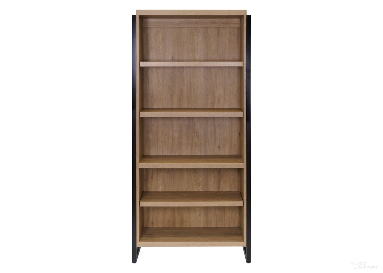 The appearance of Mason Open Wood Laminate Bookcase In Light Brown designed by Martin Furniture in the modern / contemporary interior design. This light brown piece of furniture  was selected by 1StopBedrooms from Mason Collection to add a touch of cosiness and style into your home. Sku: IMMN3678M. Material: Solid Hardwood & Veneers.
