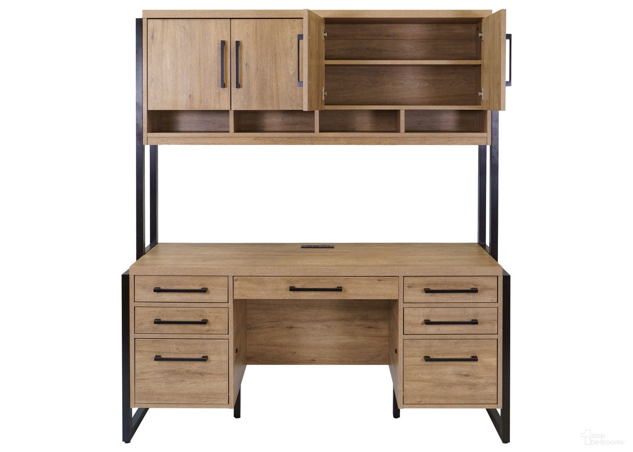 The appearance of Mason Wood Laminate Office Desk Credenza with Drawers In Light Brown designed by Martin Furniture in the modern / contemporary interior design. This light brown piece of furniture was selected by 1StopBedrooms from Mason Collection to add a touch of cosiness and style into your home. Sku: IMMN689M. Material: Solid Hardwood & Veneers.