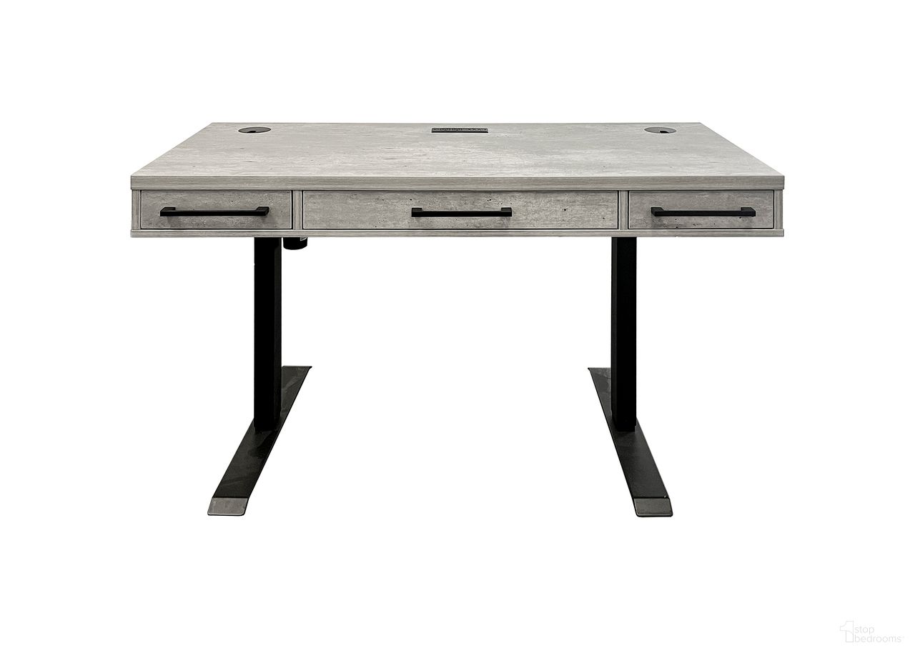 The appearance of Mason Wood Laminate Office Electronic Sit Writing Adjustable Desk with Drawers In Concrete Gray designed by Martin Furniture in the modern / contemporary interior design. This concrete gray piece of furniture was selected by 1StopBedrooms from Mason Collection to add a touch of cosiness and style into your home. Sku: IMMN384TC-KIT. Material: Solid Hardwood & Veneers.