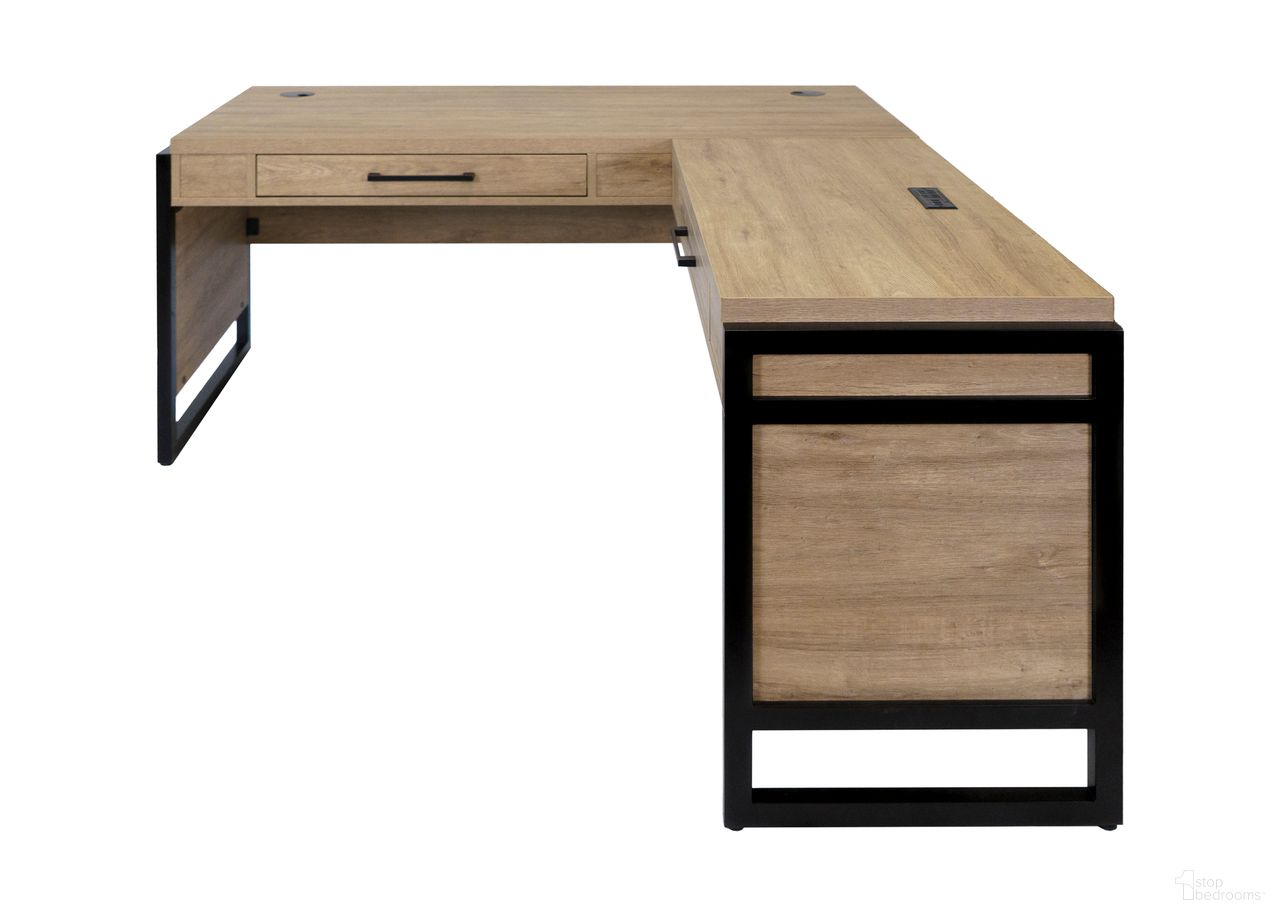 The appearance of Mason Wood Laminate Open L-Desk and Return with Drawers In Light Brown designed by Martin Furniture in the modern / contemporary interior design. This light brown piece of furniture was selected by 1StopBedrooms from Mason Collection to add a touch of cosiness and style into your home. Sku: IMMN386RM-KIT. Material: Solid Hardwood & Veneers.