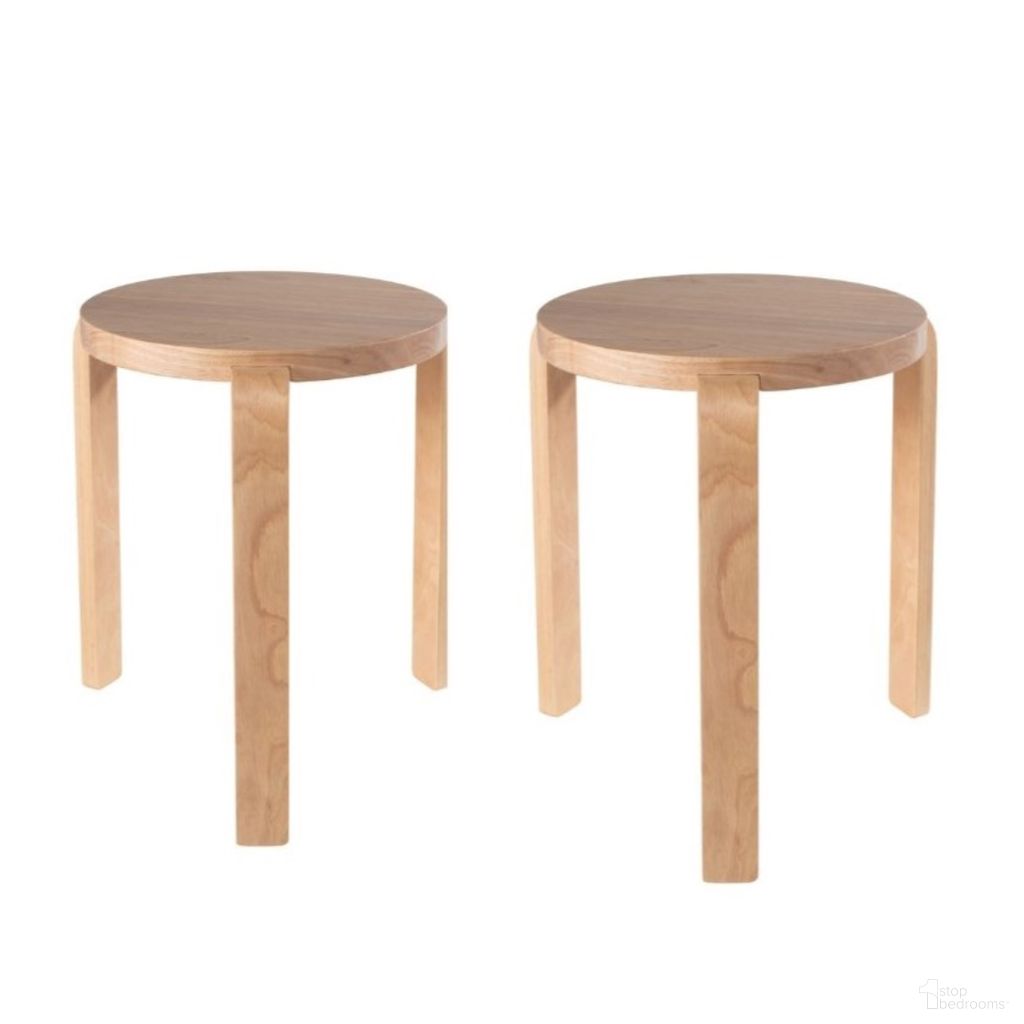 The appearance of Mateo Round Backless Stacking Stools Set of 2 In Blonde Oak designed by Boraam Industries in the transitional interior design. This blonde oak piece of furniture  was selected by 1StopBedrooms from Mateo Collection to add a touch of cosiness and style into your home. Sku: 40018. Material: Rubberwood.