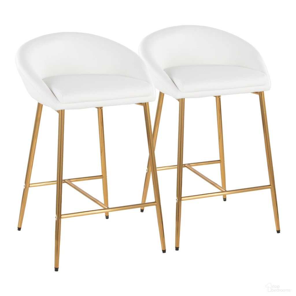 The appearance of Matisse 26 Inch Fixed Height Counter Stool Set of 2 In Gold and White designed by Lumisource in the glam interior design. This gold and white piece of furniture  was selected by 1StopBedrooms from Matisse Collection to add a touch of cosiness and style into your home. Sku: B26-MATSEPU AUW2. Material: Foam.