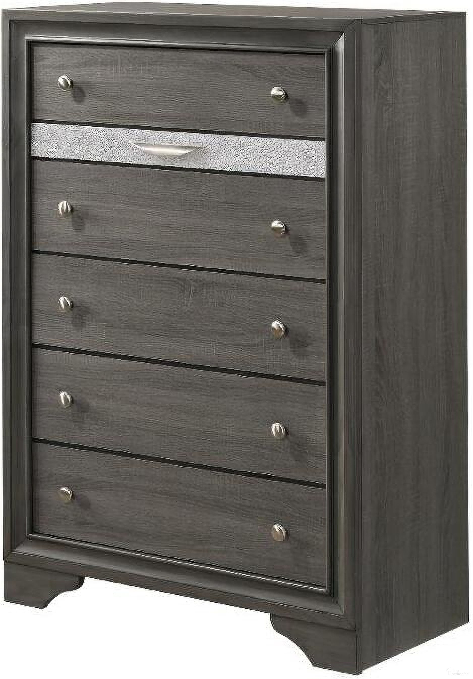 The appearance of Matrix Chest In Gray designed by Galaxy Home Furnishings in the traditional interior design. This gray piece of furniture was selected by 1StopBedrooms from Matrix Collection to add a touch of cosiness and style into your home. Sku: 808857739148. Material: Wood.