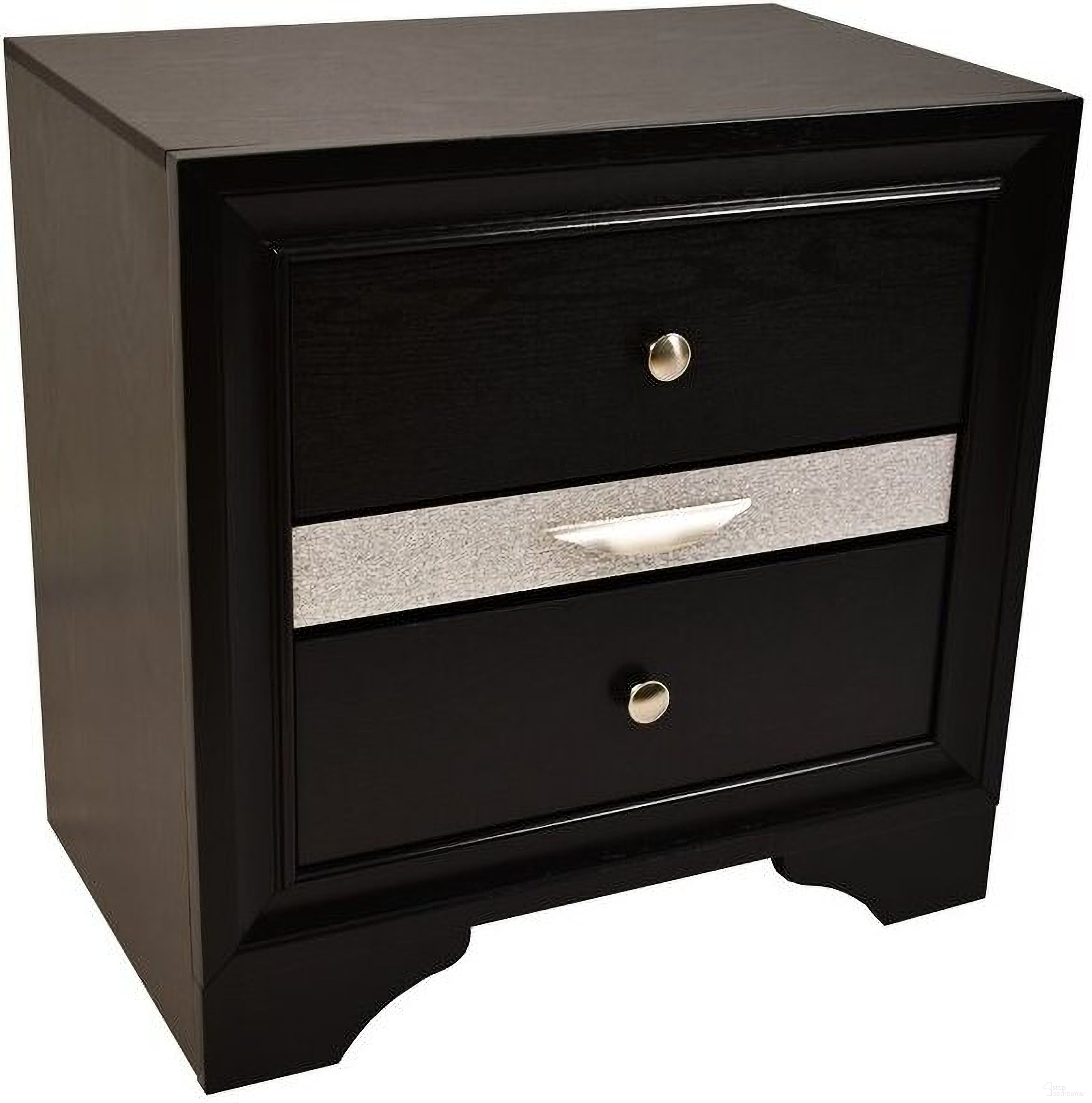 The appearance of Matrix Night Stand In Black designed by Galaxy Home Furnishings in the modern / contemporary interior design. This black piece of furniture was selected by 1StopBedrooms from Matrix Collection to add a touch of cosiness and style into your home. Sku: 808857578259. Material: Wood.