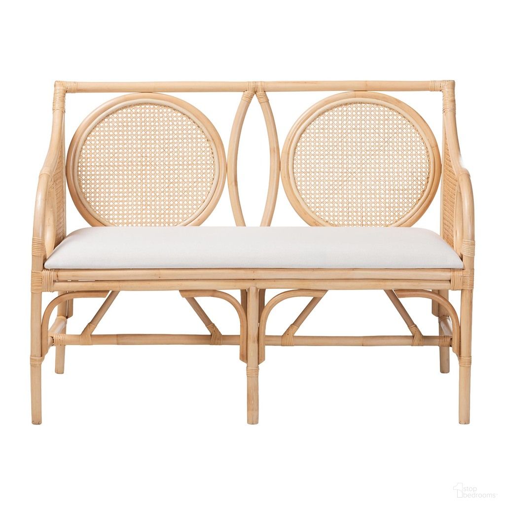Matt Natural Rattan Loveseat with Cane Backrest In White