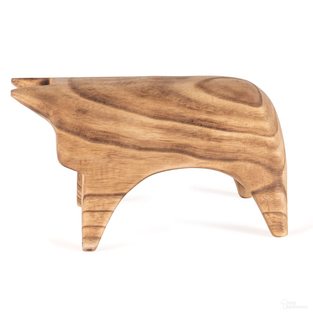 Matteo Decorative Wood Bull Sculpture In Dark Brown