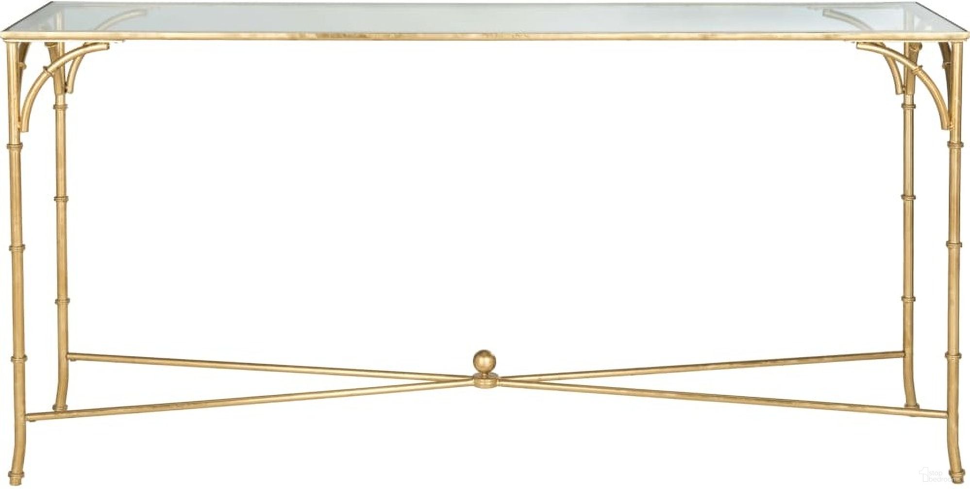 The appearance of Maurice Gold Console designed by Safavieh in the traditional interior design. This gold piece of furniture was selected by 1StopBedrooms from Maurice Collection to add a touch of cosiness and style into your home. Sku: FOX2544A. Material: Iron.