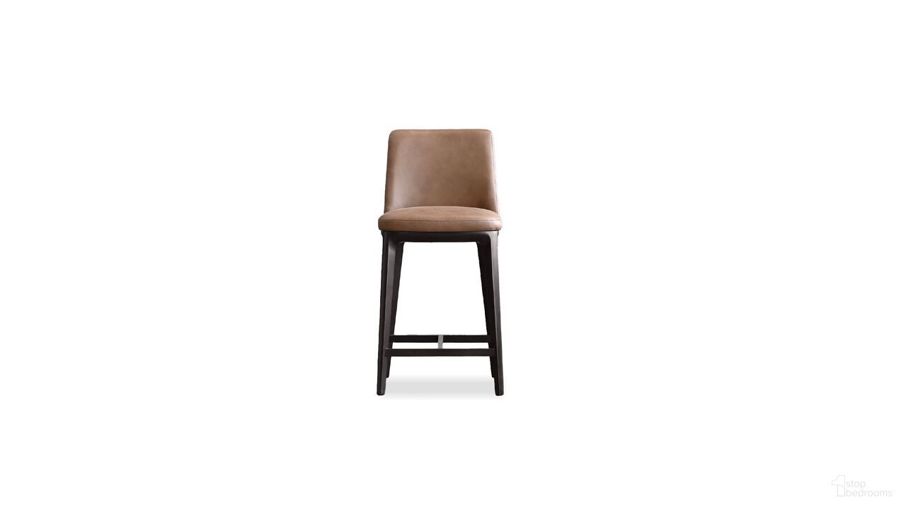 The appearance of Maven Counter Stool Solid Wood Base In Cacao Brown designed by Mobital in the  interior design. This cacao brown piece of furniture  was selected by 1StopBedrooms from Maven Collection to add a touch of cosiness and style into your home. Sku: DCS-MAVE-CABR-. Material: Leather.