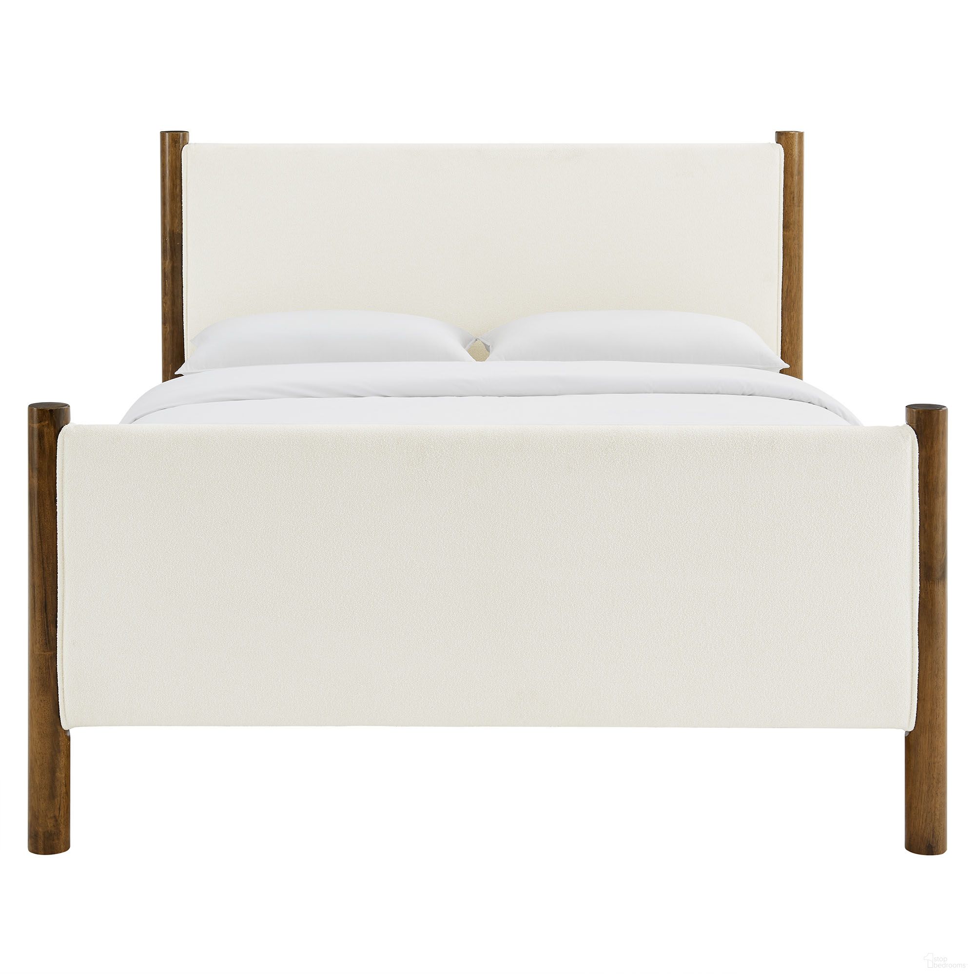 The appearance of Maven King Boucle Upholstered Platform Bed In Feather and Walnut designed by Modway in the modern / contemporary interior design. This feather/walnut piece of furniture was selected by 1StopBedrooms from Maven Collection to add a touch of cosiness and style into your home. Sku: MOD-7194-FEA-WAL-1;MOD-7194-FEA-WAL-2. Bed Type: Platform Bed. Bed Size: King. Material: Boucle.