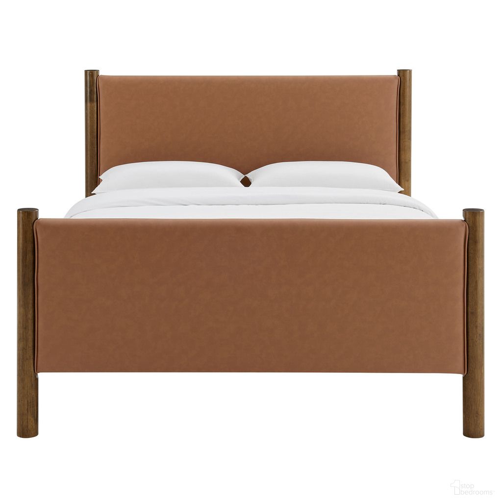 The appearance of Maven Queen Size Vegan Leather Upholstered Platform Bed In Tan and Walnut designed by Modway in the modern / contemporary interior design. This tan and walnut piece of furniture was selected by 1StopBedrooms from Maven Collection to add a touch of cosiness and style into your home. Sku: MOD-7190-TAN-WAL-1;MOD-7190-TAN-WAL-2. Bed Type: Platform Bed. Bed Size: Queen. Material: Vegan Leather.