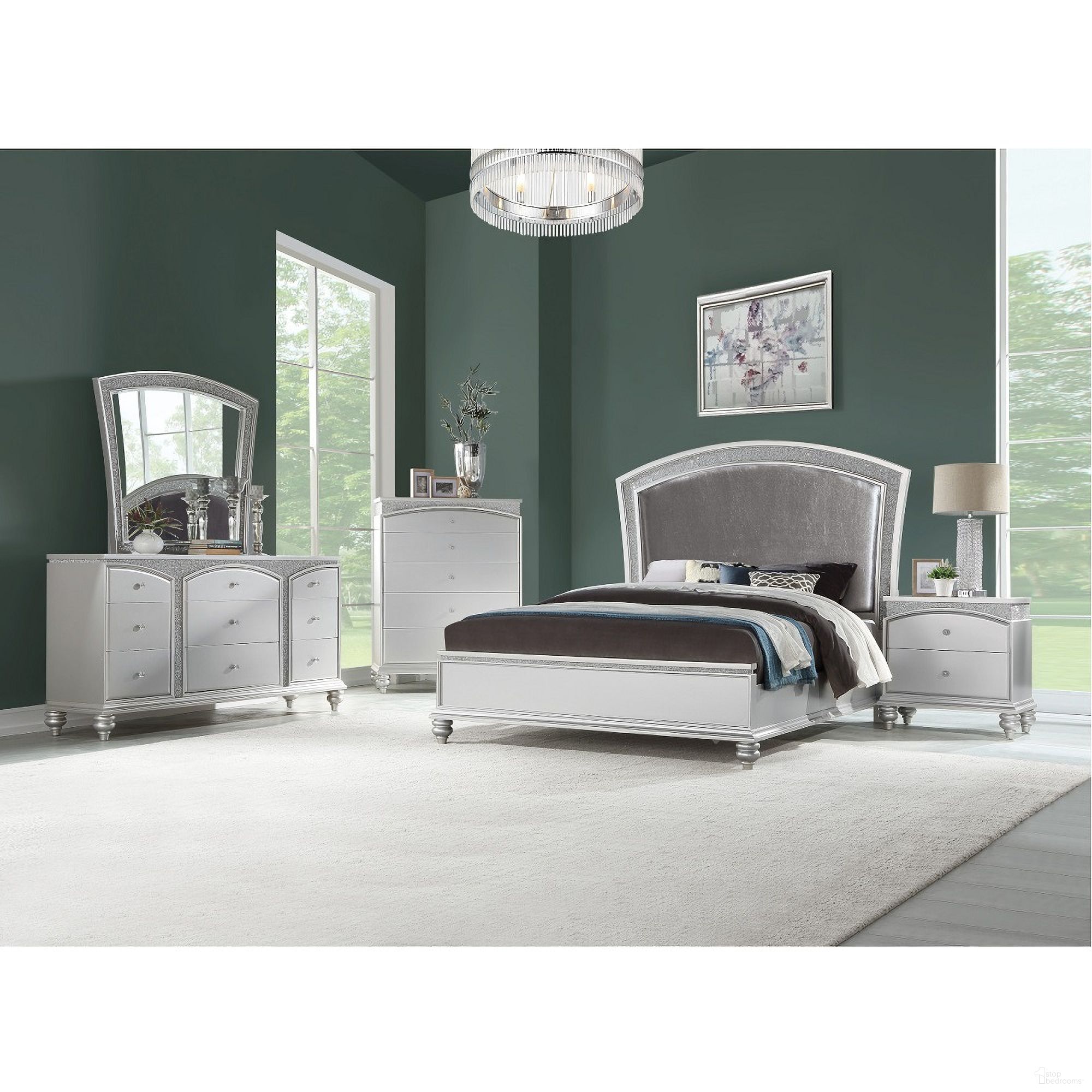 The appearance of Maverick Panel Bedroom Set In Platinum designed by ACME in the glam interior design. This platinum piece of furniture  was selected by 1StopBedrooms from Maverick Collection to add a touch of cosiness and style into your home. Sku: 21800Q-HB;21801Q-FB;21802Q-R;21803. Bed Type: Panel Bed. Material: Wood. Bed Size: Queen.
