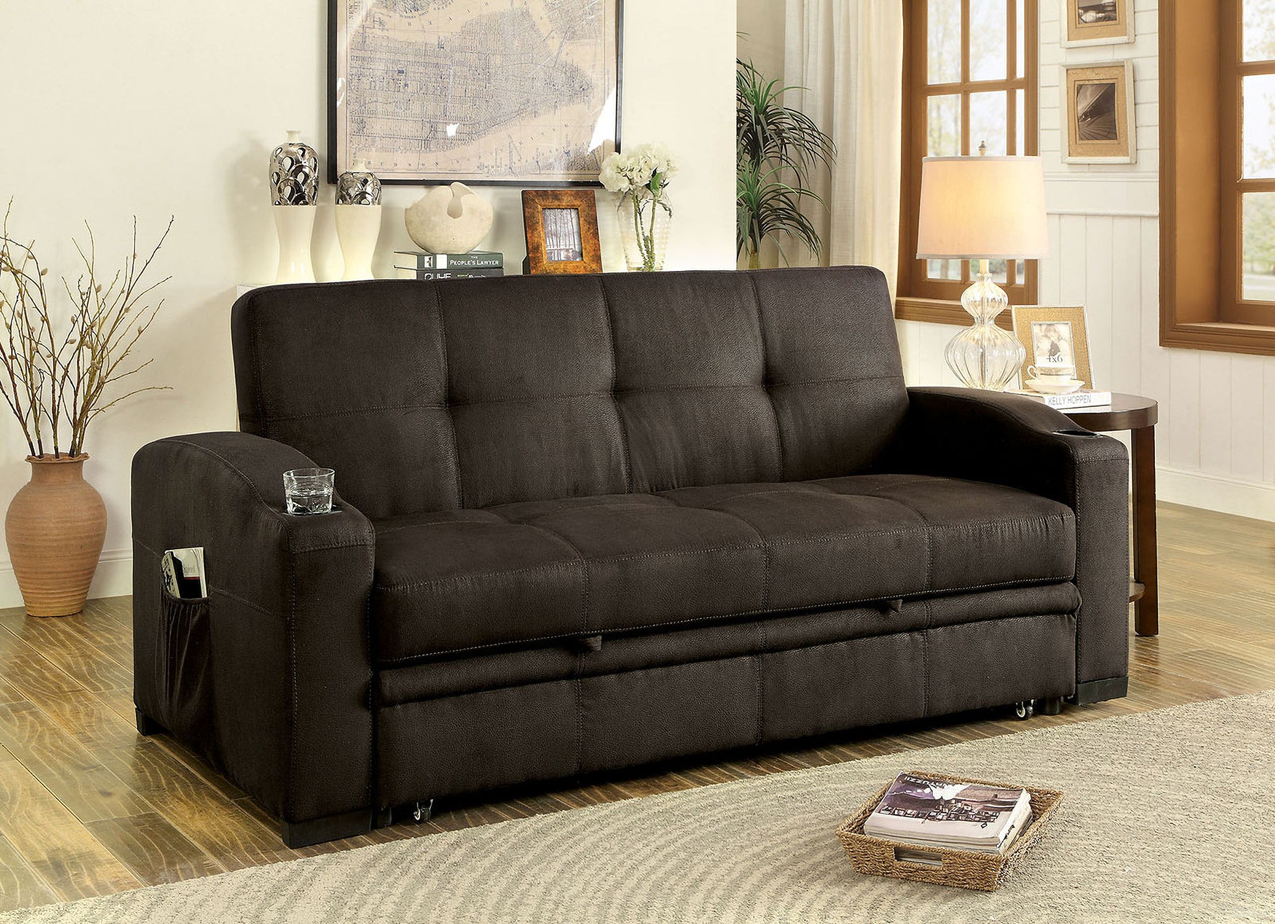 Mavis Futon Sofa In Dark Brown