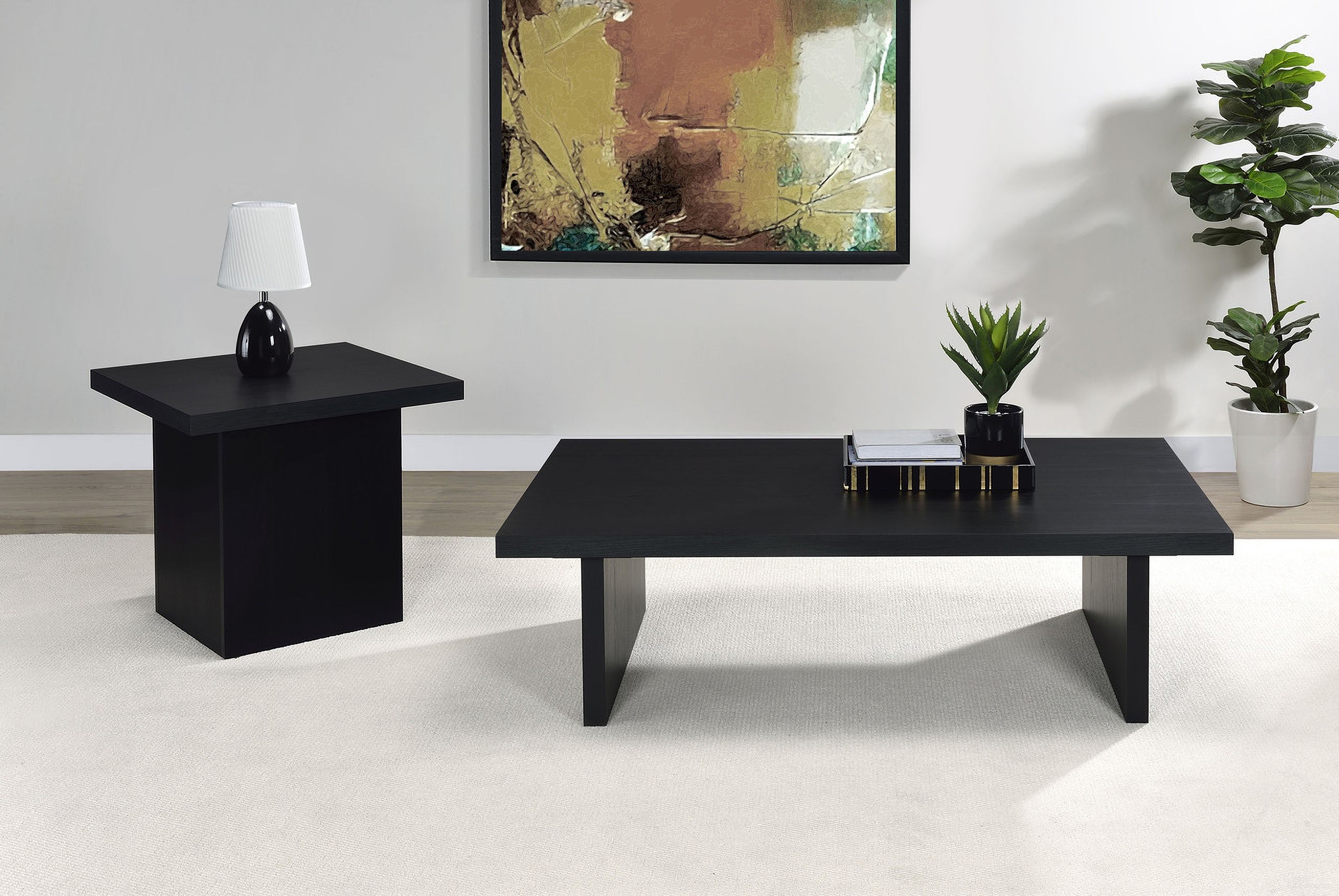 The appearance of Max Rectangular Engineered Laminate Occasional Table Set In Black designed by Coaster in the modern / contemporary interior design. This black piece of furniture  was selected by 1StopBedrooms from Max Collection to add a touch of cosiness and style into your home. Sku: 706278;706277. Material: Engineered Wood.