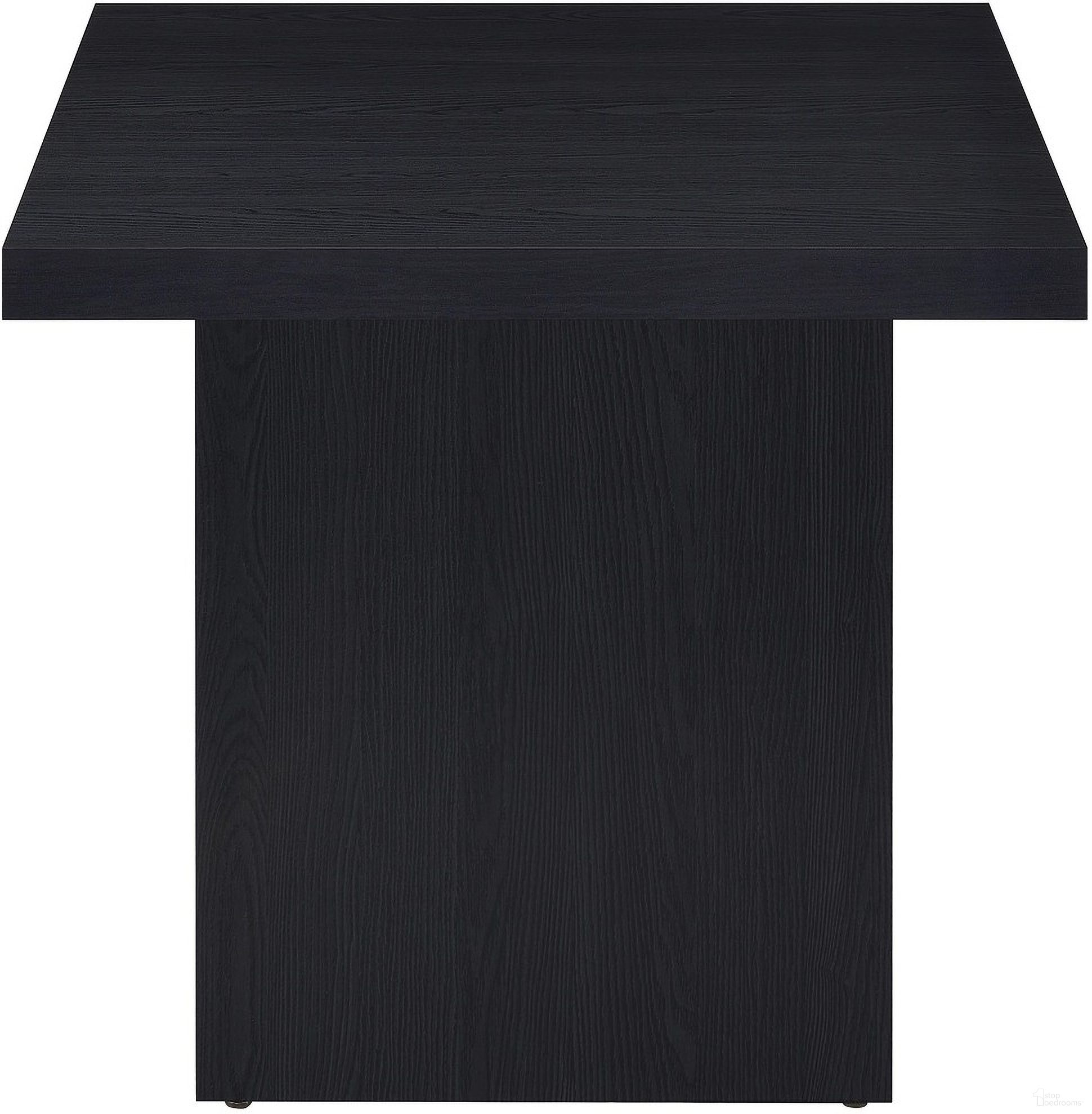 The appearance of Max Square Engineered Laminate End Side Table In Black designed by Coaster in the modern / contemporary interior design. This black piece of furniture  was selected by 1StopBedrooms from Max Collection to add a touch of cosiness and style into your home. Sku: 706277. Material: Engineered Wood.