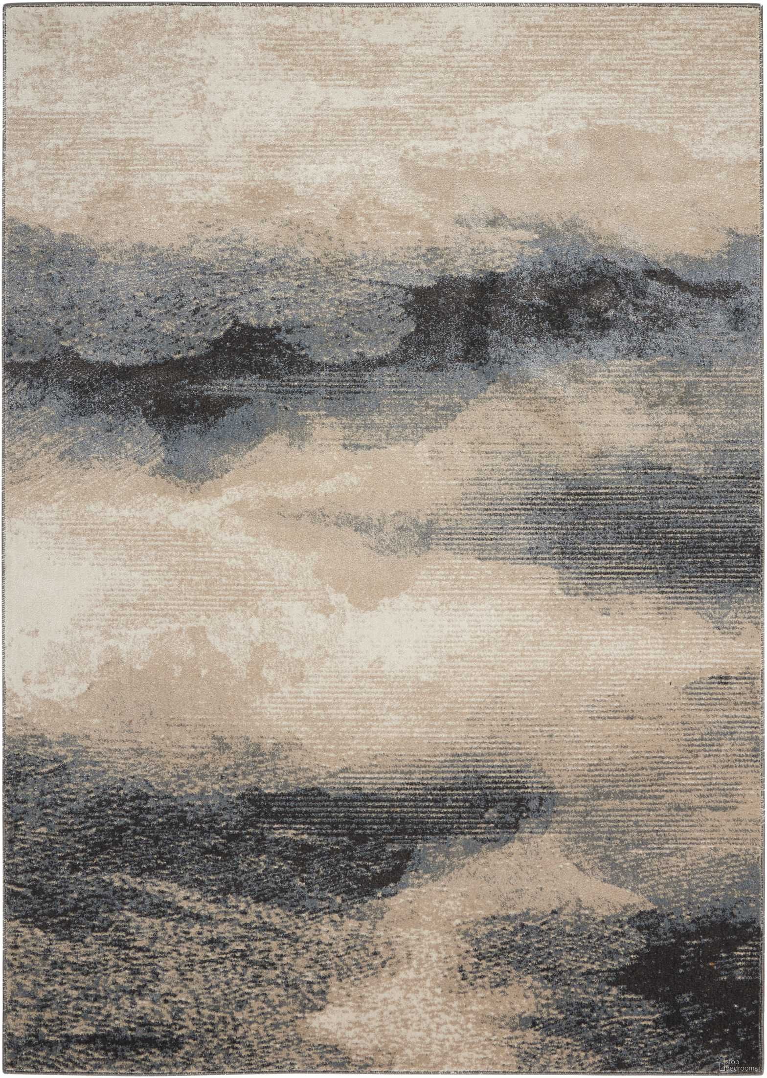 The appearance of Maxell Flint 3'10" x 5'10" Area Rug designed by Nourison in the modern / contemporary interior design. This flint piece of furniture was selected by 1StopBedrooms from Maxell Collection to add a touch of cosiness and style into your home. Sku: 99446340801. Material: Polyester.