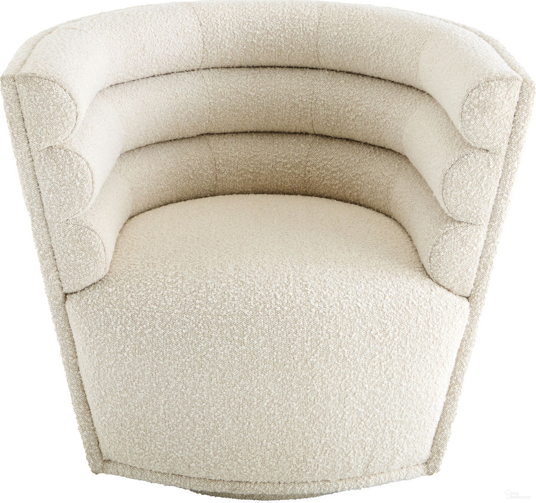 The appearance of Maxime Club Swivel Chair In Olympus Oatmeal designed by Jonathan Adler in the transitional interior design. This olympus oatmeal piece of furniture was selected by 1StopBedrooms from Maxime Collection to add a touch of cosiness and style into your home. Sku: 32580. Material: Polyester.