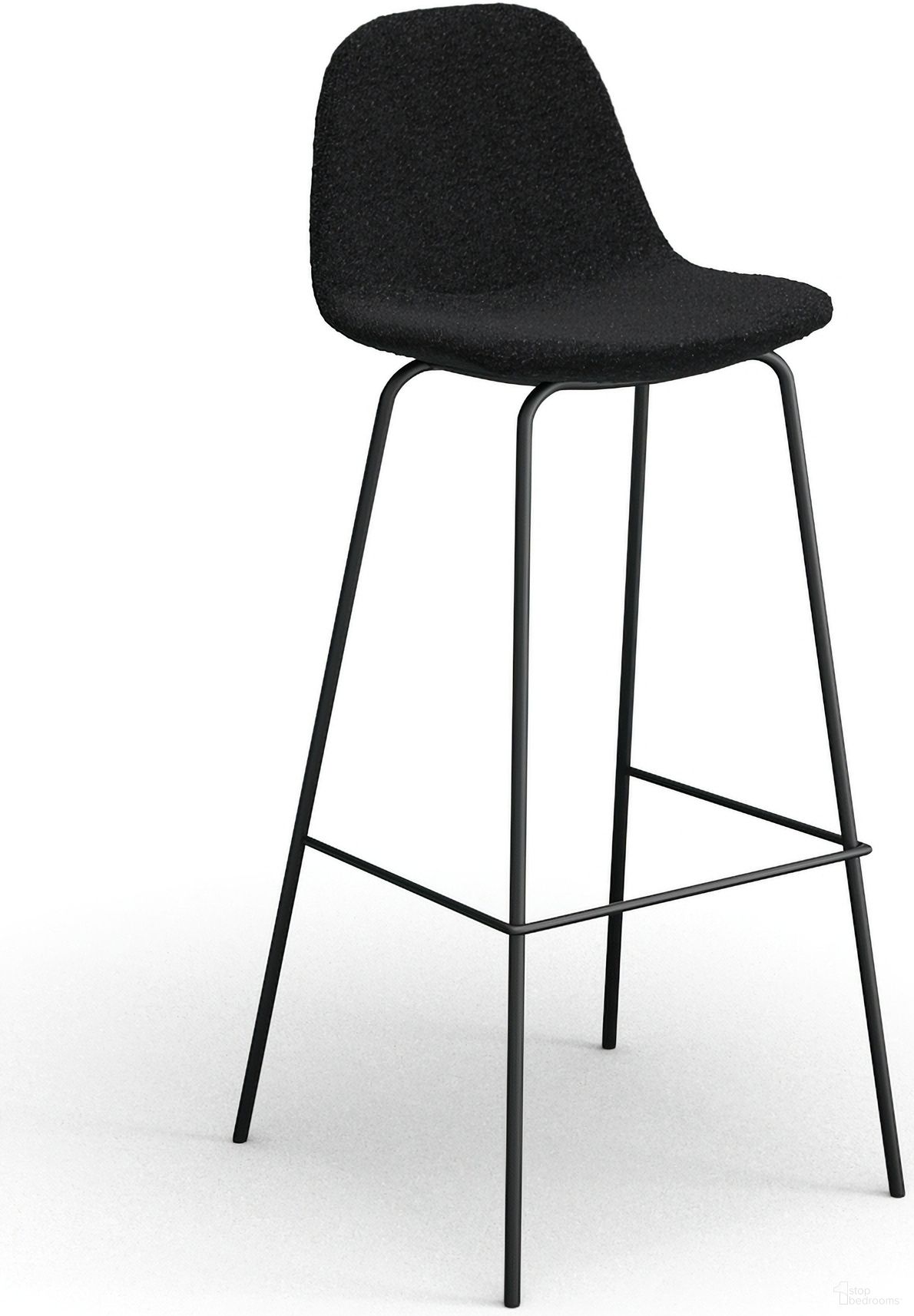 Maxine Boucle Bar Height Stools Set of 2 In Black