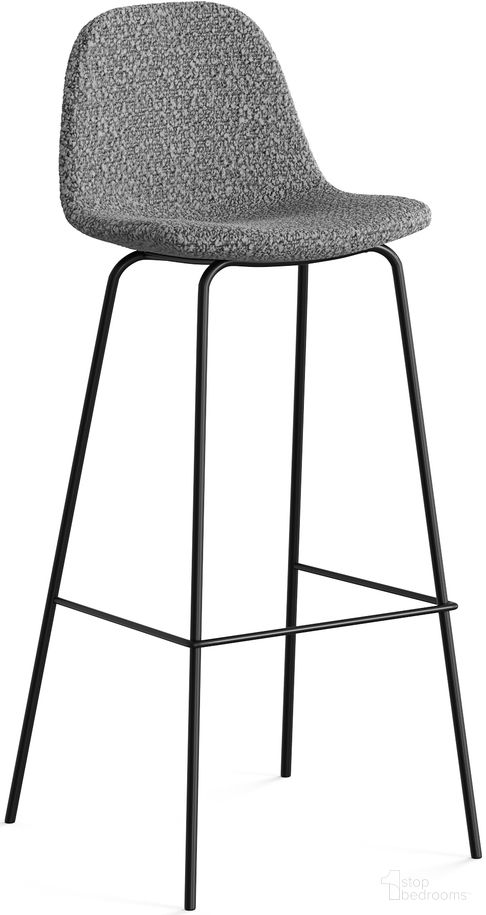 The appearance of Maxine Boucle Bar Height Stools Set of 2 In Grey designed by Aeon in the modern / contemporary interior design. This grey piece of furniture was selected by 1StopBedrooms from Maxine Collection to add a touch of cosiness and style into your home. Sku: AE9013-Bar-6-GreyBoucle. Material: Plywood.