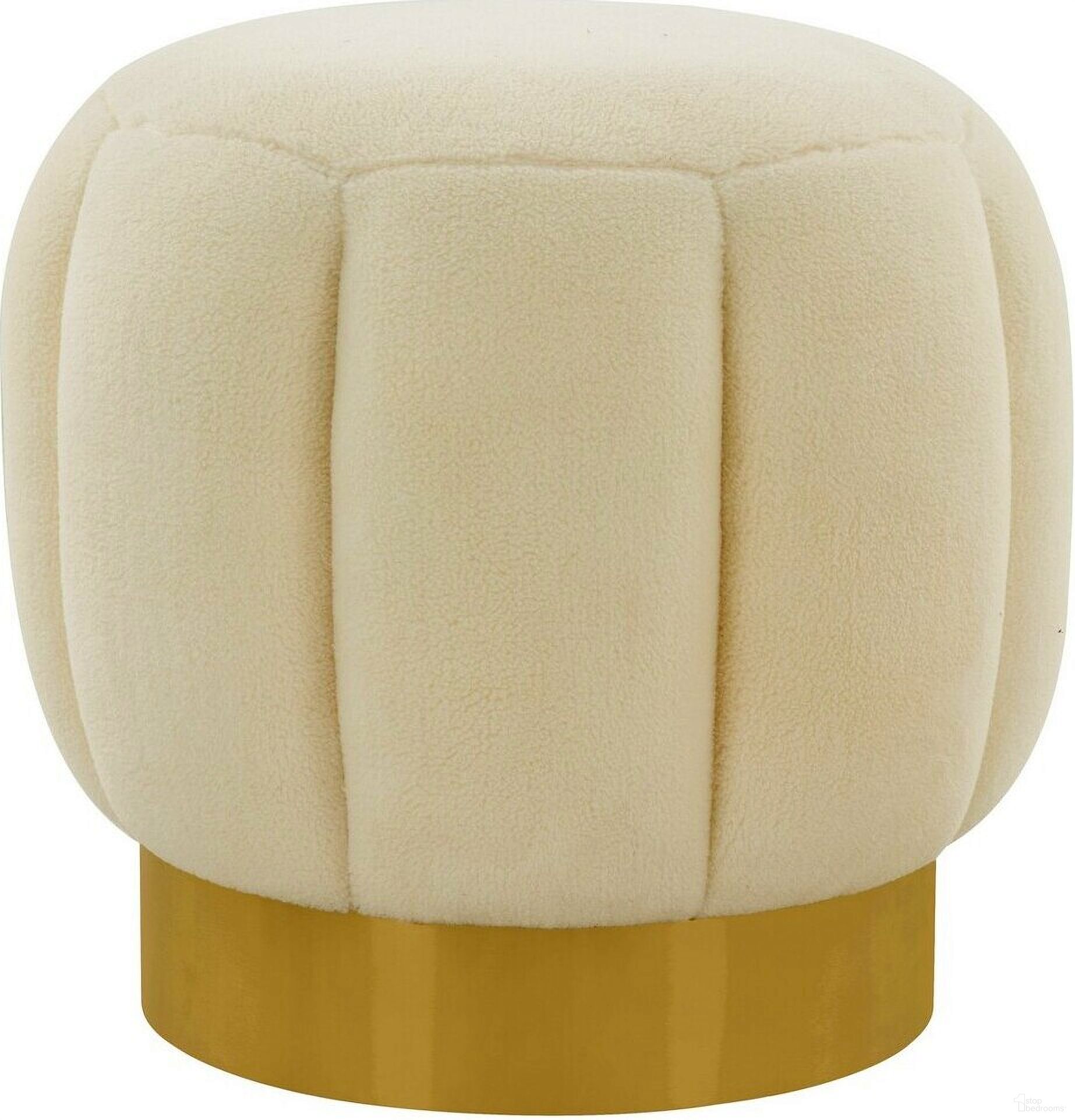 The appearance of Maxine Channel Tufted Ottoman In Creme And Gold designed by Safavieh Couture in the modern / contemporary interior design. This creme piece of furniture  was selected by 1StopBedrooms from Maxine Collection to add a touch of cosiness and style into your home. Sku: SFV4707O. Material: Wood.
