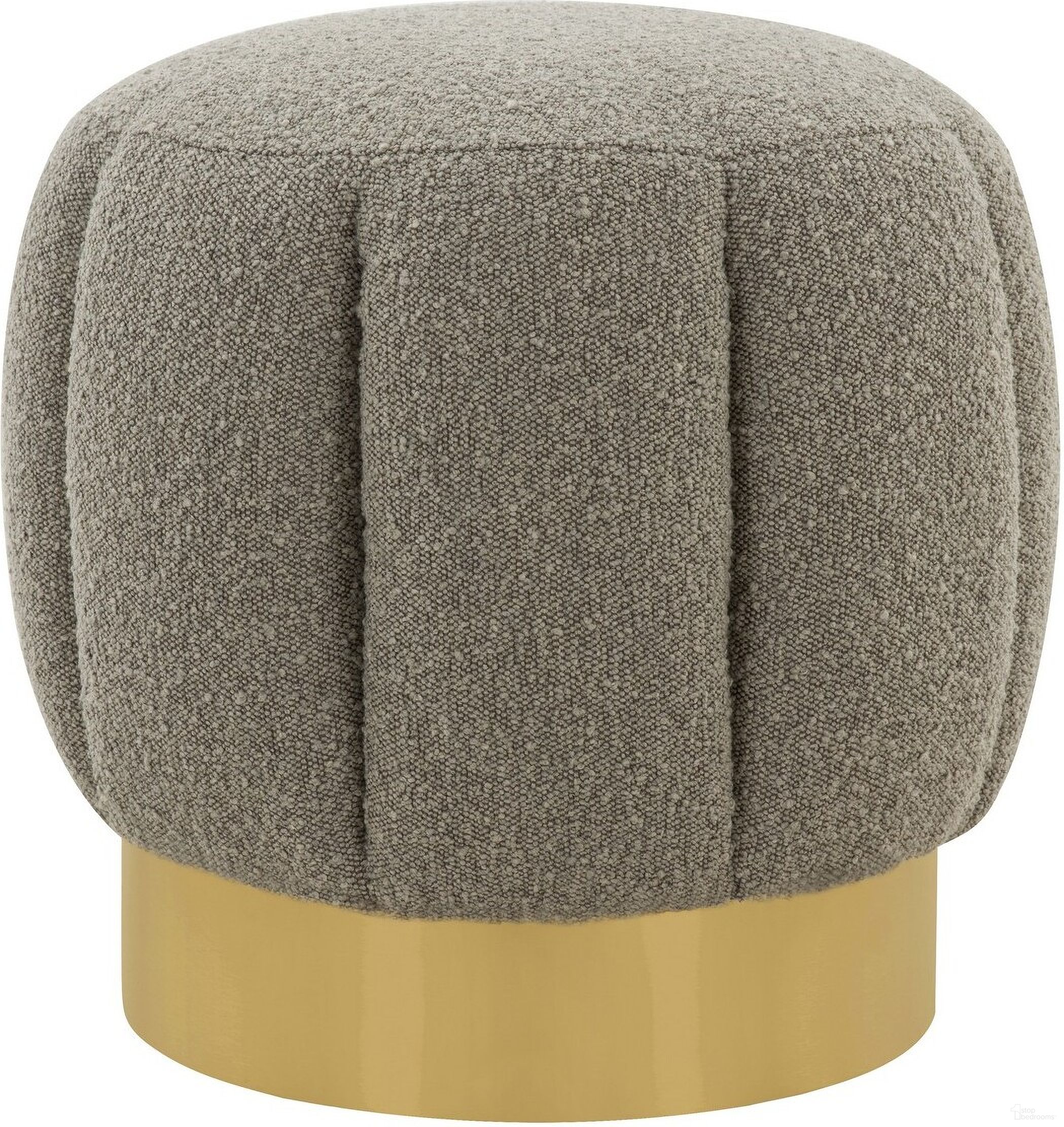 The appearance of Maxine Channel Boucle Tufted Ottoman In Grey and Gold designed by Safavieh Couture in the glam interior design. This gray and gold piece of furniture was selected by 1StopBedrooms from Maxine Collection to add a touch of cosiness and style into your home. Sku: SFV4707N. Material: Boucle.