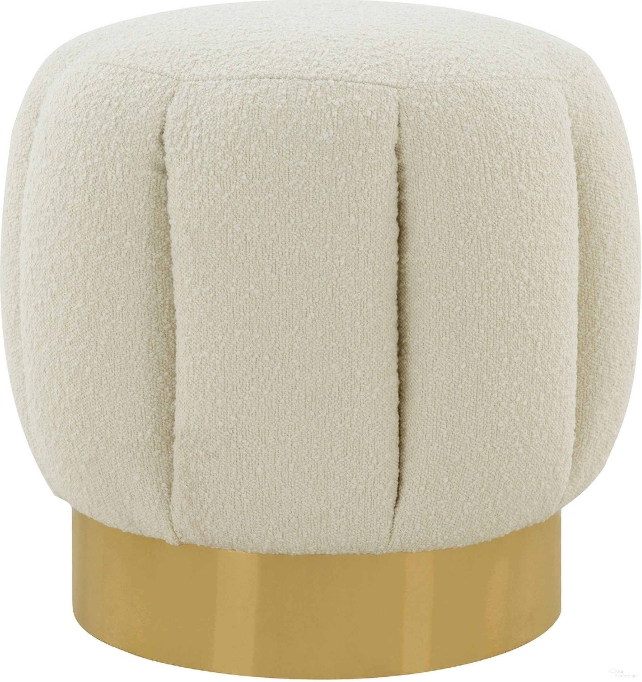 Maxine Channel Tufted Ottoman In Ivory and Gold