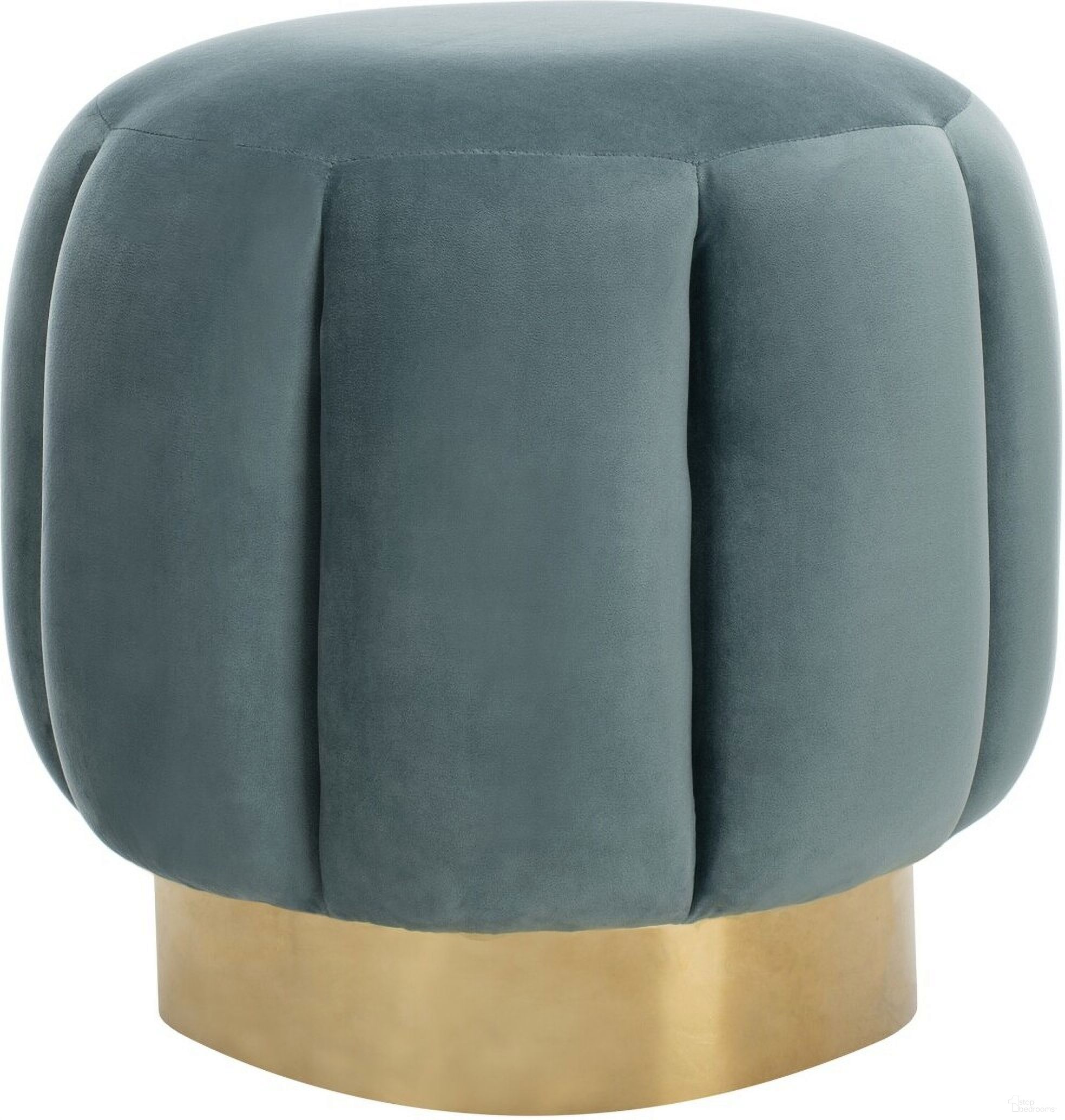 The appearance of Maxine Channel Tufted Ottoman In Seafoam and Gold designed by Safavieh Couture in the modern / contemporary interior design. This seafoam and gold piece of furniture was selected by 1StopBedrooms from Maxine Collection to add a touch of cosiness and style into your home. Sku: SFV4707C. Material: Velvet.