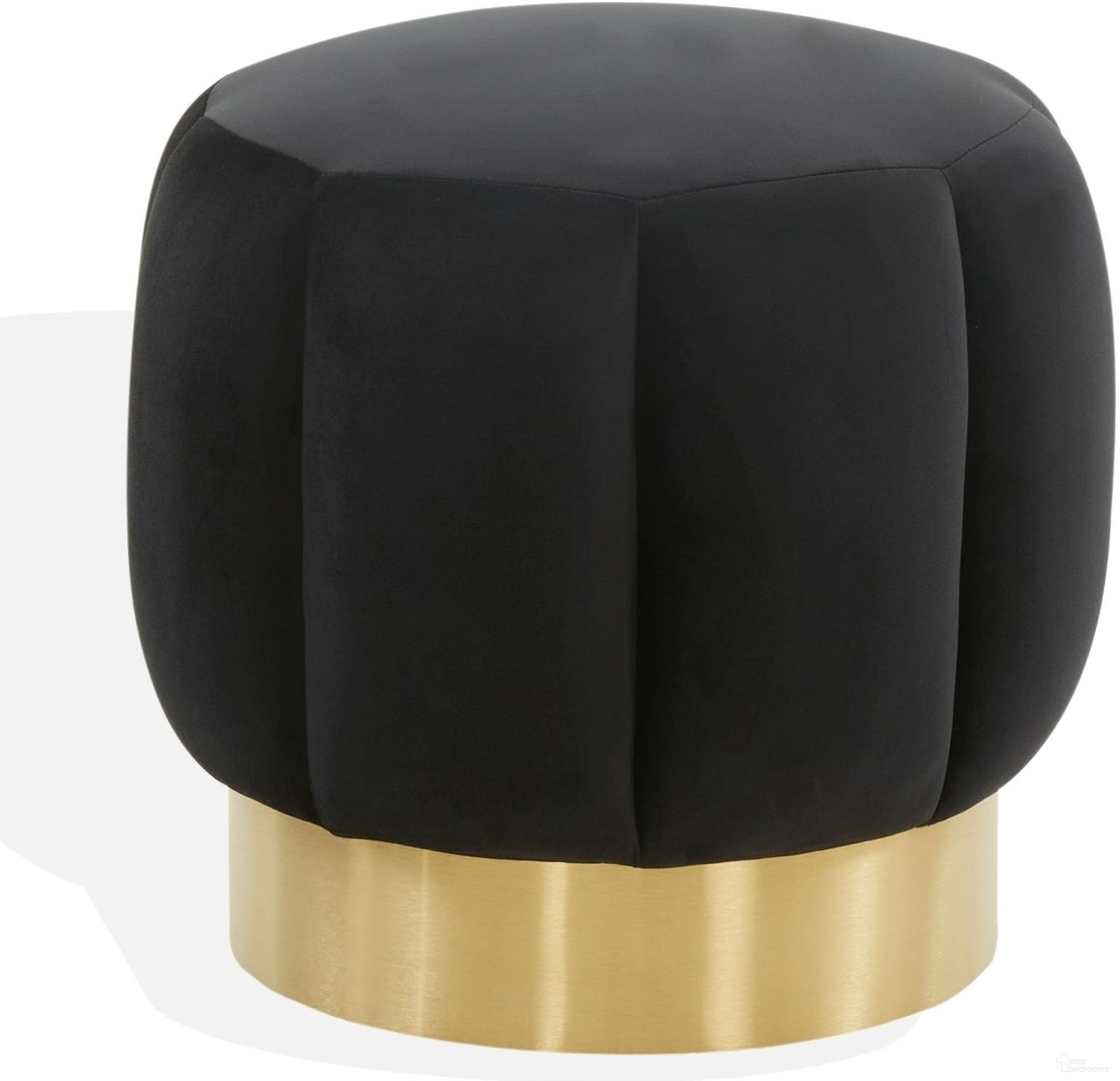 Maxine Channel Tufted Ottoman In Black and Gold