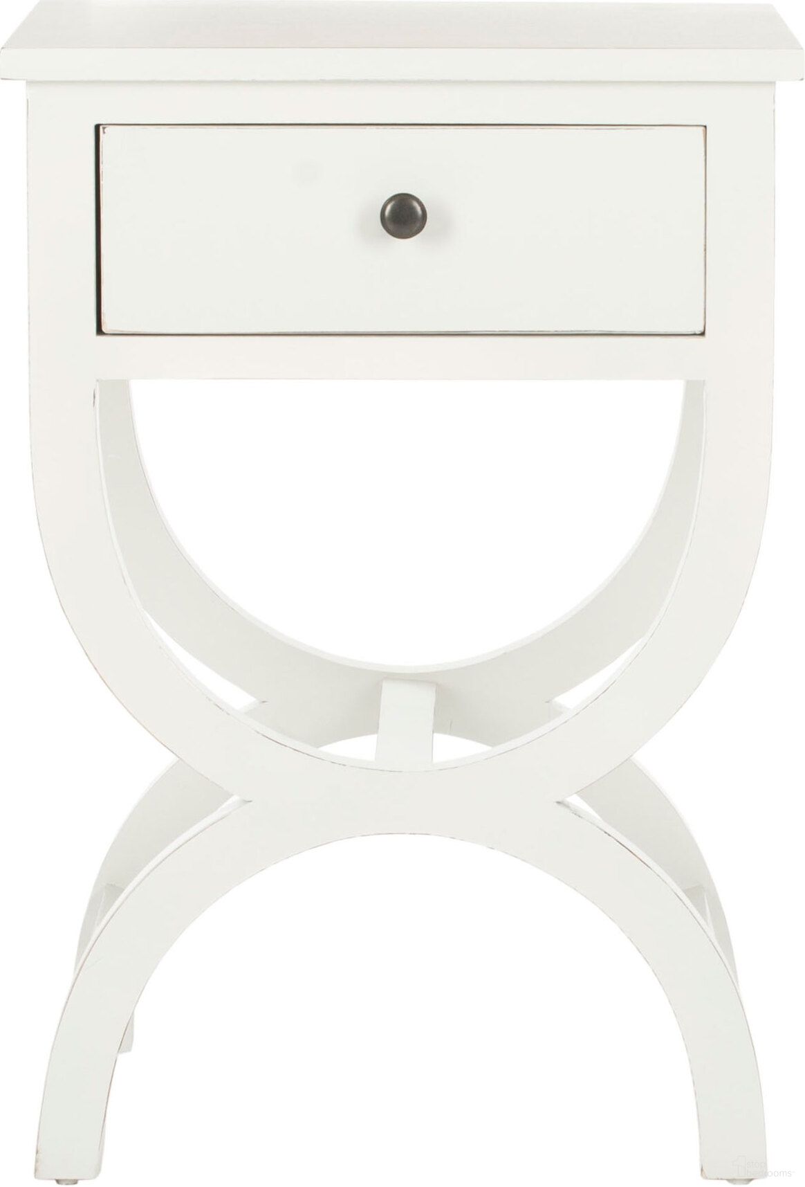 The appearance of Maxine Shady White Accent Table with Storage Drawer designed by Safavieh in the rustic / southwestern interior design. This off white piece of furniture  was selected by 1StopBedrooms from Maxine Collection to add a touch of cosiness and style into your home. Sku: AMH6608A. Material: Wood.