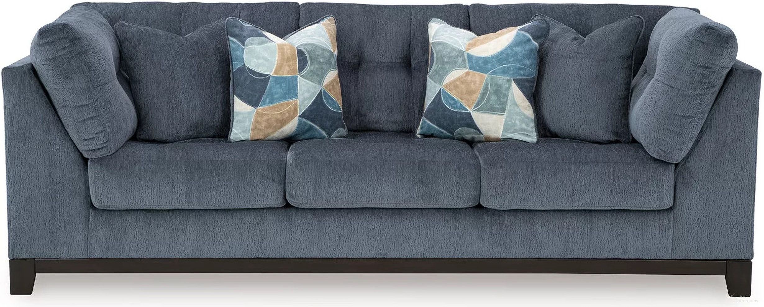 The appearance of Maxon Place Sofa In Navy designed by Signature Design by Ashley in the modern / contemporary interior design. This navy piece of furniture  was selected by 1StopBedrooms from Maxon Place Collection to add a touch of cosiness and style into your home. Sku: 3300338. Material: Fabric.