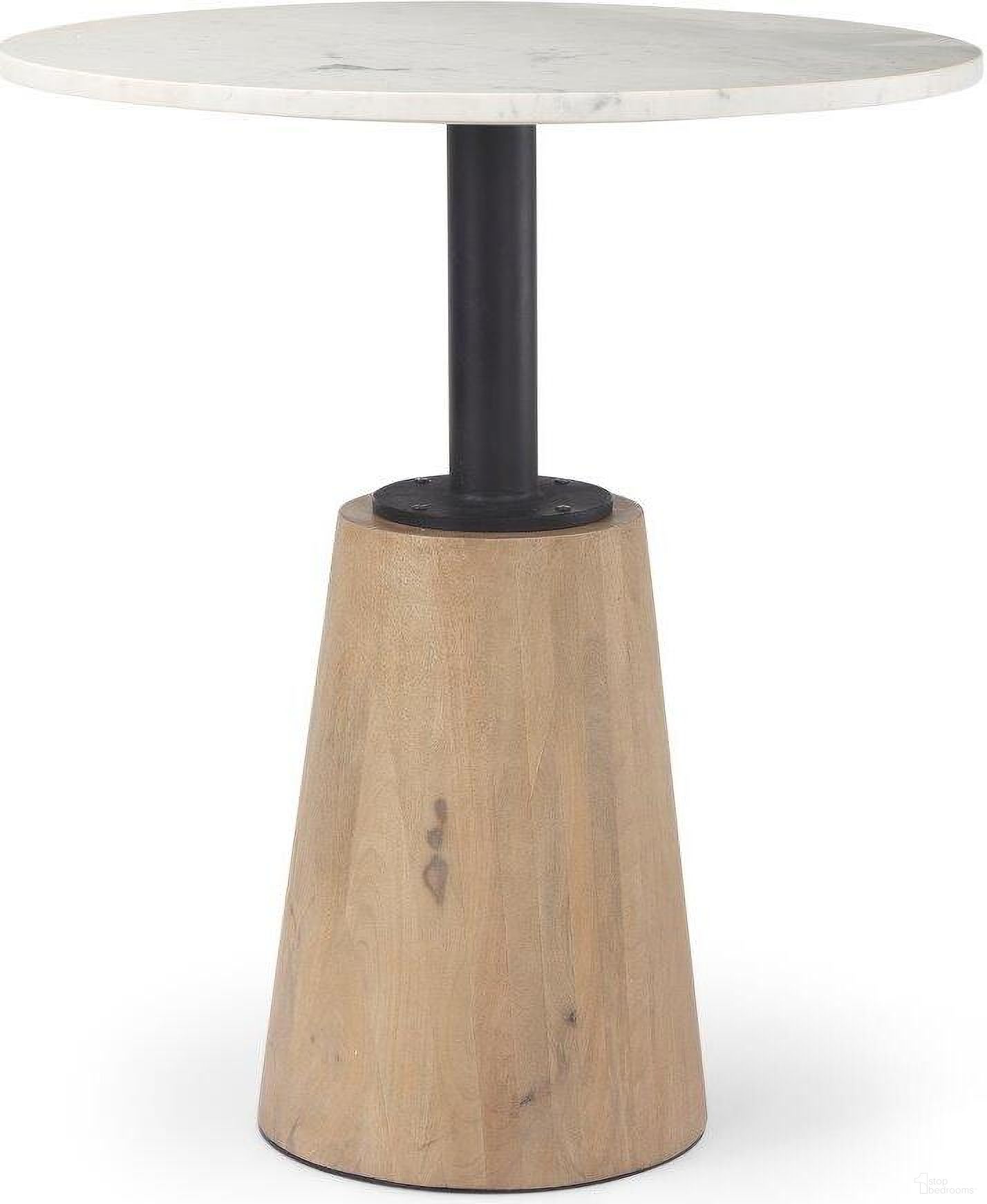 The appearance of Maxwell 32 Inch Round White Marble Tabletop With Blonde Wood And Black Metal Accent Pedestal Bistro Table designed by Mercana in the modern / contemporary interior design. This white and brown piece of furniture  was selected by 1StopBedrooms from Maxwell Collection to add a touch of cosiness and style into your home. Sku: 69928-AB. Table Base Style: Pedestal. Table Top Shape: Round. Material: Wood. Size: 32".