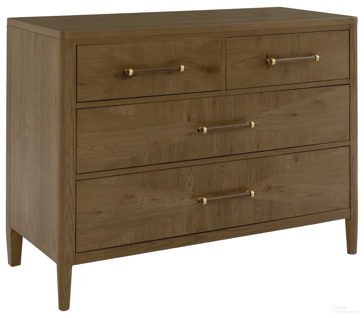 The appearance of Maxwell Chest In Caramel designed by Fairfield Chair in the modern / contemporary interior design. This caramel piece of furniture was selected by 1StopBedrooms from Maxwell Collection to add a touch of cosiness and style into your home. Sku: 8057-AC-C. Material: Veneer.