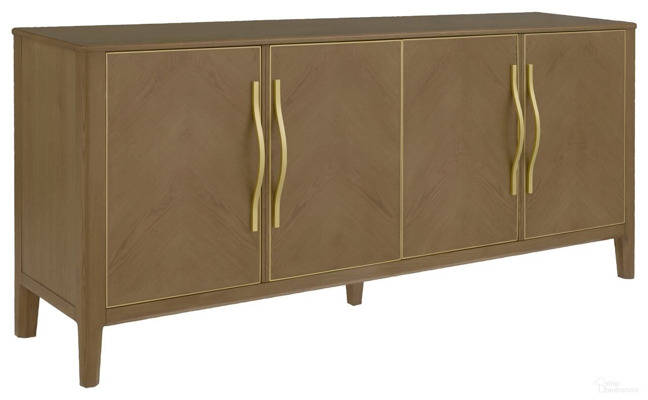 The appearance of Maxwell Credenza In Caramel designed by Fairfield Chair in the modern / contemporary interior design. This caramel piece of furniture  was selected by 1StopBedrooms from Maxwell Collection to add a touch of cosiness and style into your home. Sku: 8057-82-C. Material: Veneer.
