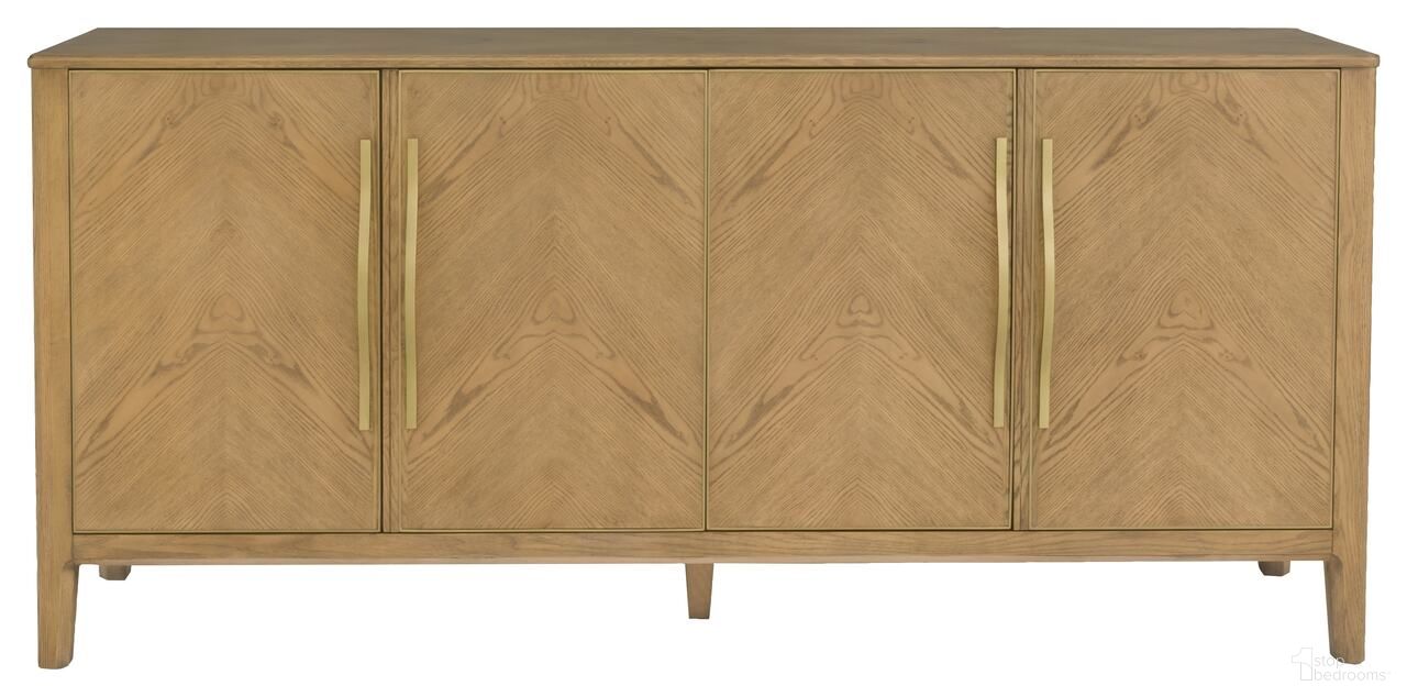 The appearance of Maxwell Credenza In Sunlit Oak designed by Fairfield Chair in the modern / contemporary interior design. This sunlit oak piece of furniture was selected by 1StopBedrooms from Maxwell Collection to add a touch of cosiness and style into your home. Sku: 8057-82-S. Material: Veneer.
