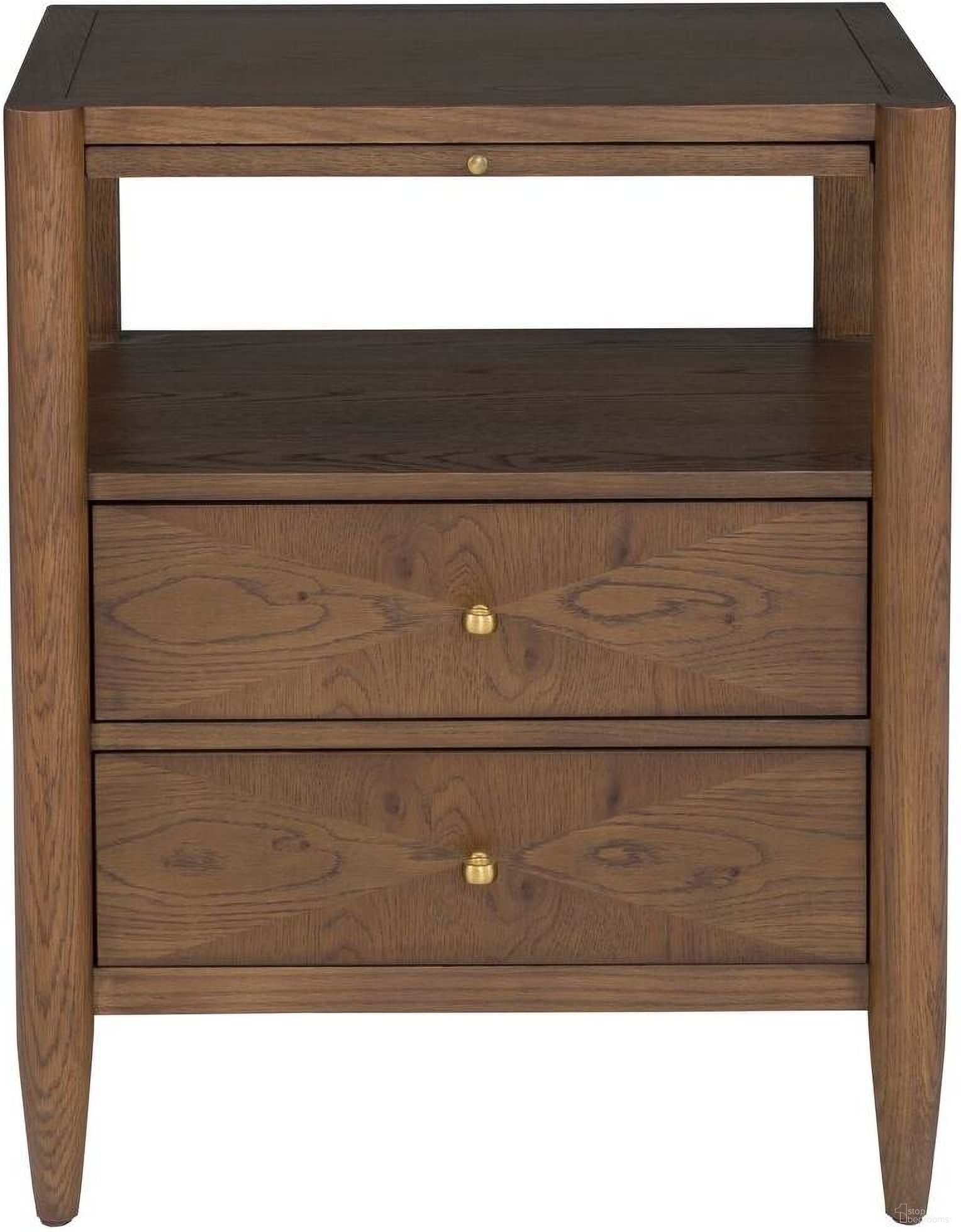 The appearance of Maxwell Petite Nightstand In Caramel designed by Fairfield Chair in the modern / contemporary interior design. This caramel piece of furniture was selected by 1StopBedrooms from Maxwell Collection to add a touch of cosiness and style into your home. Sku: 8057-SN-C. Material: Solid Oak.