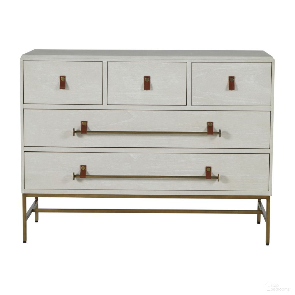 Maya Dresser In Cerused White and Caramel Brown