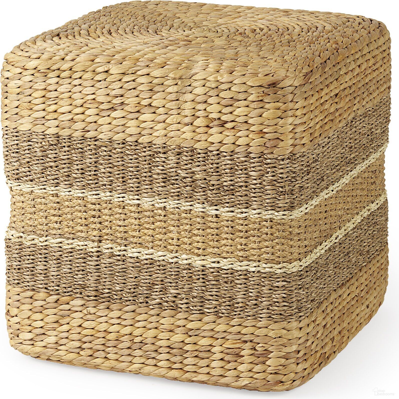 The appearance of Maya Medium Brown Stripes Seagrass Square Pouf In Light Brown designed by Mercana in the rustic / southwestern interior design. This light brown piece of furniture was selected by 1StopBedrooms from Maya Collection to add a touch of cosiness and style into your home. Sku: 69576. Material: Seagrass.