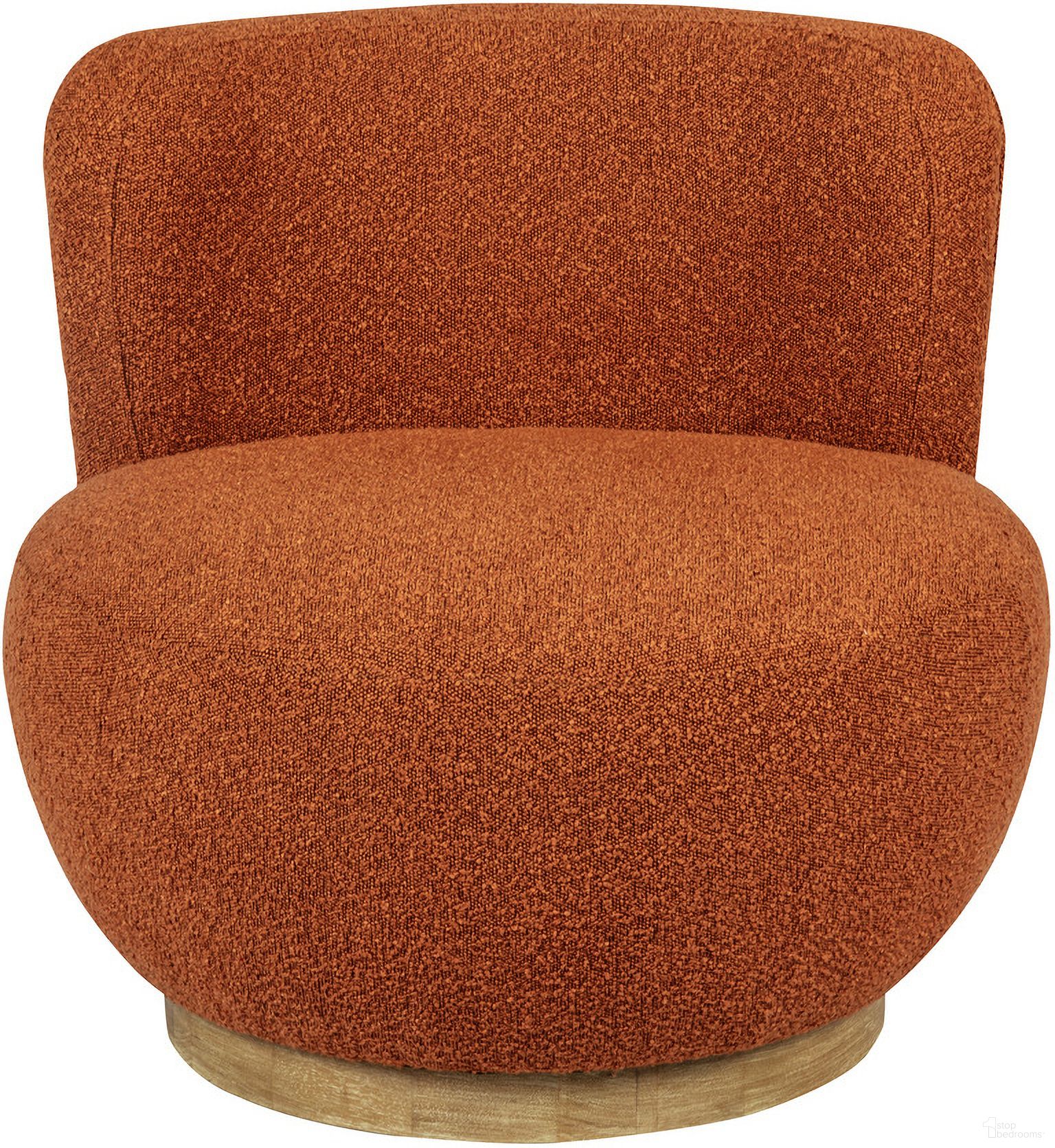 The appearance of Maya Occasional Boucle Fabric Swivel Chair In Rust designed by Moti in the modern / contemporary interior design. This rust piece of furniture was selected by 1StopBedrooms from Maya Collection to add a touch of cosiness and style into your home. Sku: 88023091. Material: Solid Wood.