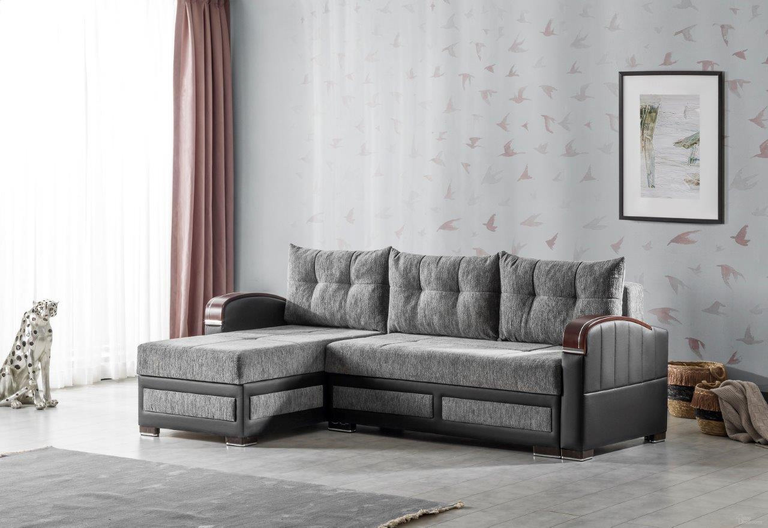 The appearance of Maya Upholstered Convertible Sectional with Storage In Gray designed by Casamode in the modern / contemporary interior design. This gray piece of furniture was selected by 1StopBedrooms from Maya Collection to add a touch of cosiness and style into your home. Sku: MAYA-GY-SEC. Material: Microfiber. Layout: Sofa & Chaise.