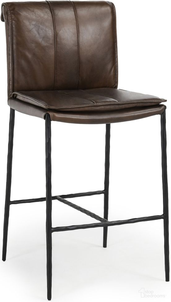 The appearance of Mayer 26 Inch Counter Stool In Truffle Brown designed by Classic Home in the transitional interior design. This truffle brown piece of furniture was selected by 1StopBedrooms from Mayer Collection to add a touch of cosiness and style into your home. Sku: 53004618. Material: Top Grain Leather.