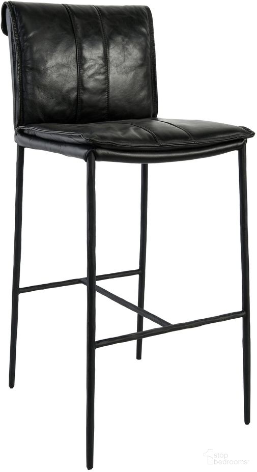 The appearance of Mayer 30 Inch Barstool In Jet Black designed by Classic Home in the transitional interior design. This jet black piece of furniture was selected by 1StopBedrooms from Mayer Collection to add a touch of cosiness and style into your home. Sku: 53004331. Material: Top Grain Leather.