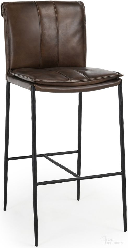 The appearance of Mayer 30 Inch Barstool In Truffle Brown designed by Classic Home in the transitional interior design. This truffle brown piece of furniture was selected by 1StopBedrooms from Mayer Collection to add a touch of cosiness and style into your home. Sku: 53004617. Material: Top Grain Leather.