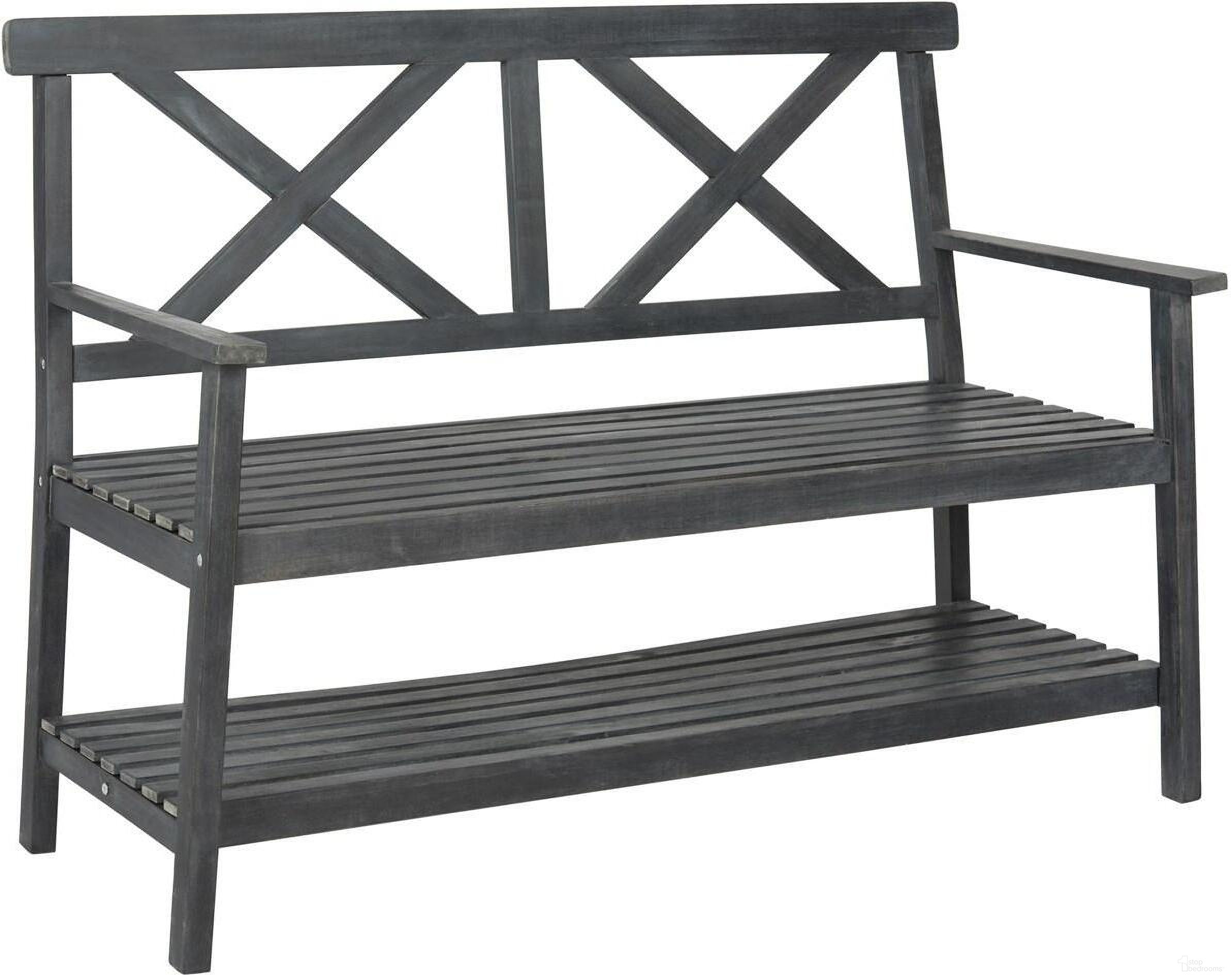 The appearance of Mayer Grey 49.21 Inch Outdoor Bench designed by Safavieh in the modern / contemporary interior design. This grey and slate piece of furniture was selected by 1StopBedrooms from Mayer Collection to add a touch of cosiness and style into your home. Sku: PAT6744C. Material: Wood.