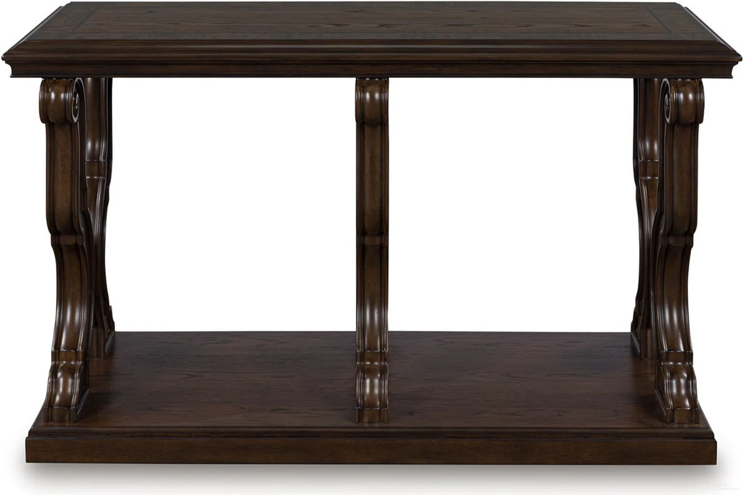 The appearance of Maylee Sofa Table In Dark Brown designed by Signature Design by Ashley in the traditional interior design. This dark brown piece of furniture was selected by 1StopBedrooms from Maylee Collection to add a touch of cosiness and style into your home. Sku: T647-4. Material: Wood.