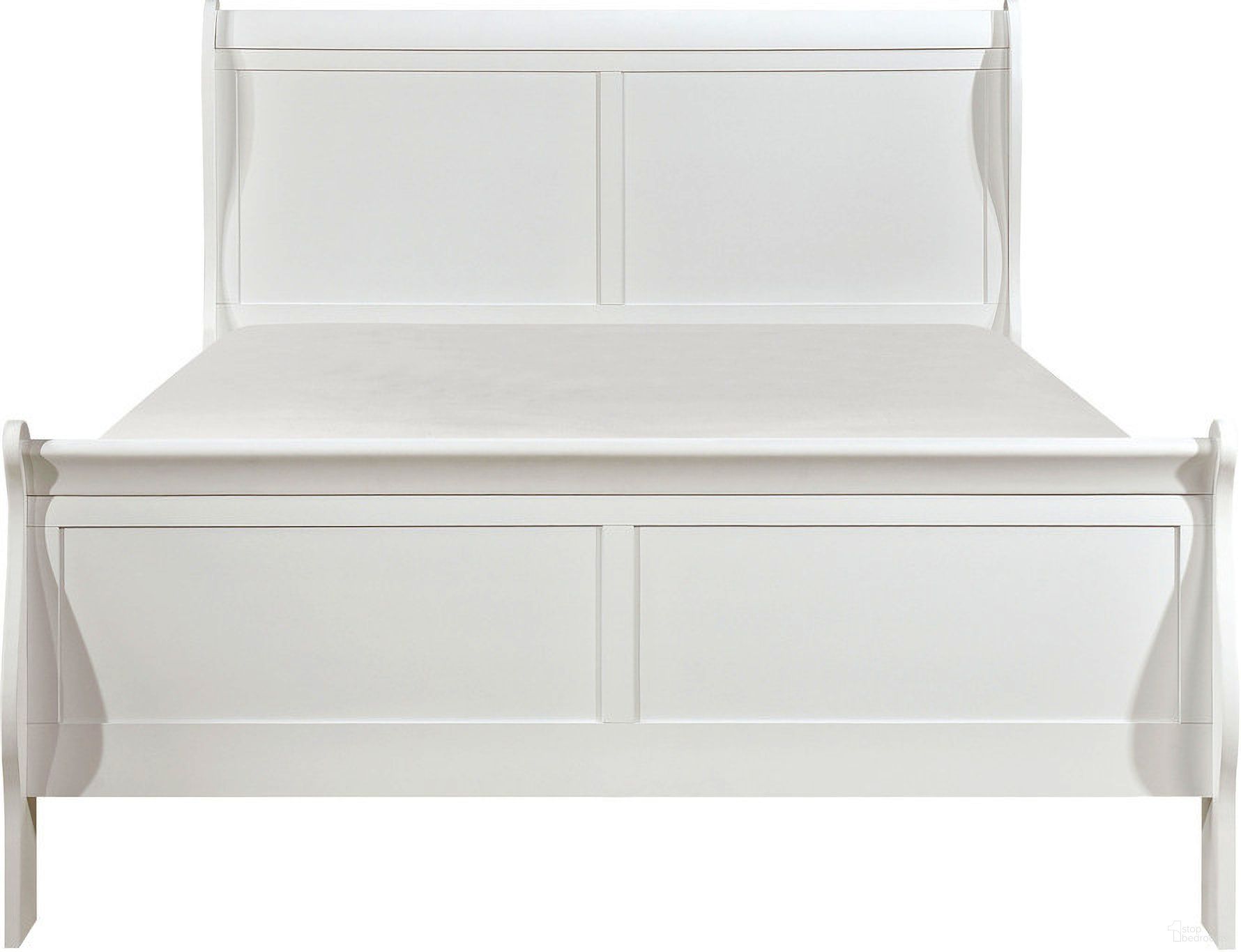 Mayville Burnished White King Sleigh Bed