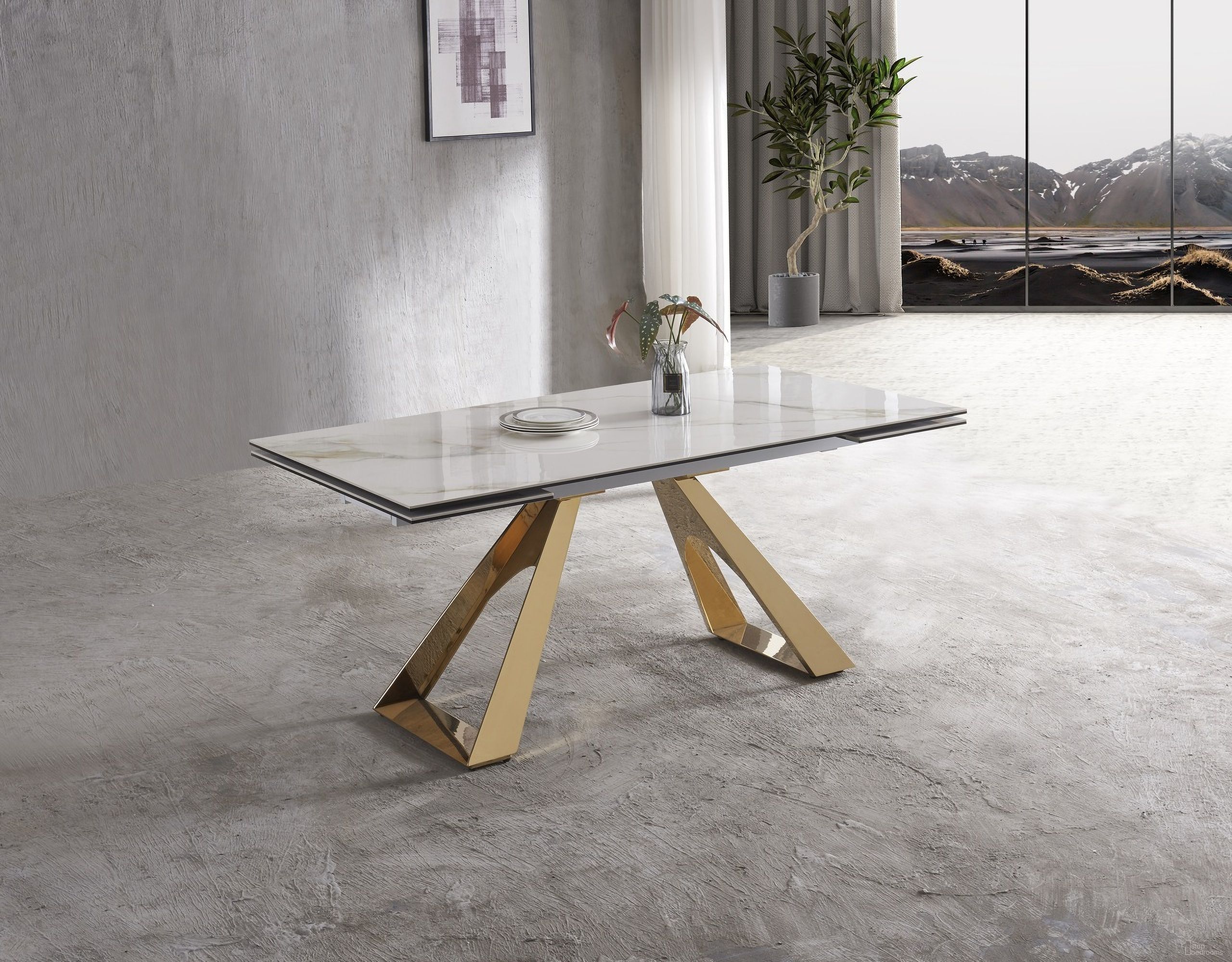 The appearance of MC Orleans Extension Table In White and Gold designed by J&M in the modern / contemporary interior design. This white and gold piece of furniture was selected by 1StopBedrooms from Orleans Collection to add a touch of cosiness and style into your home. Sku: 17830-DT. Table Base Style: Double Pedestal. Table Top Shape: Rectangular. Size: 35" x 71".