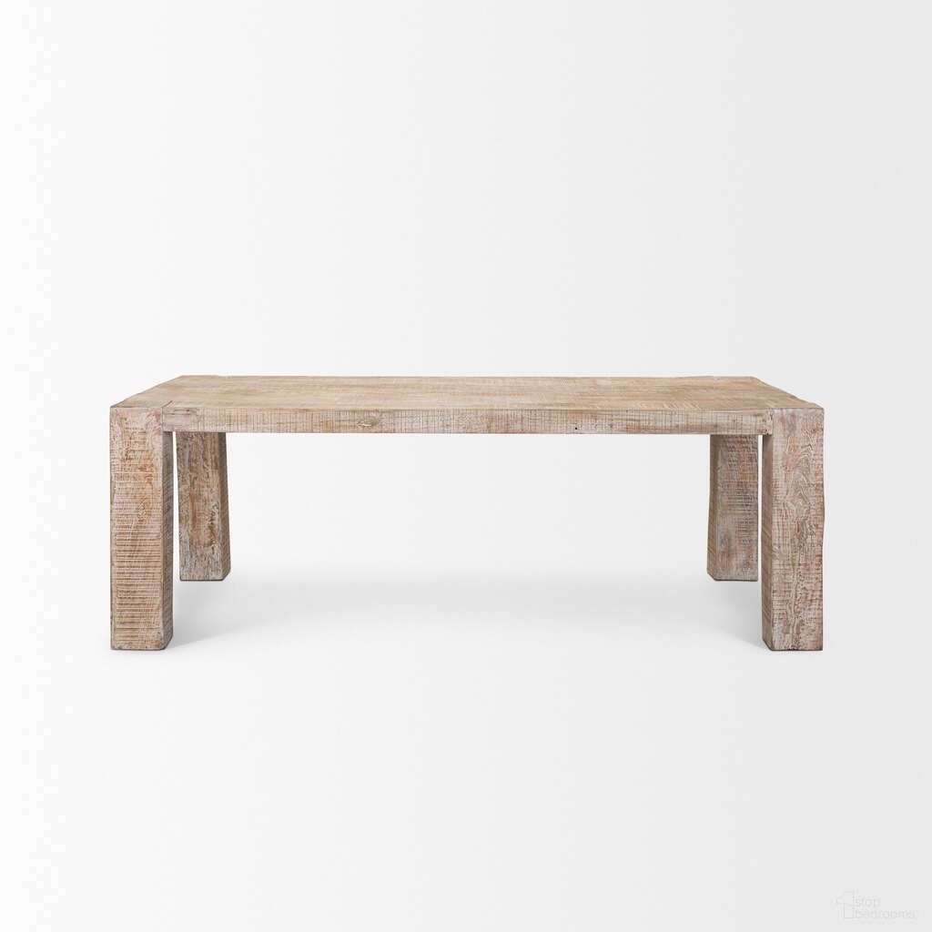 The appearance of Mcarthur 84 Inch Reclaimed Wood Dining Table In Brown designed by Mercana in the transitional interior design. This brown piece of furniture  was selected by 1StopBedrooms from Mcarthur Collection to add a touch of cosiness and style into your home. Sku: 71071-AB. Table Base Style: Legs. Table Top Shape: Rectangular. Material: Reclaimed Wood. Size: 84" x 43".